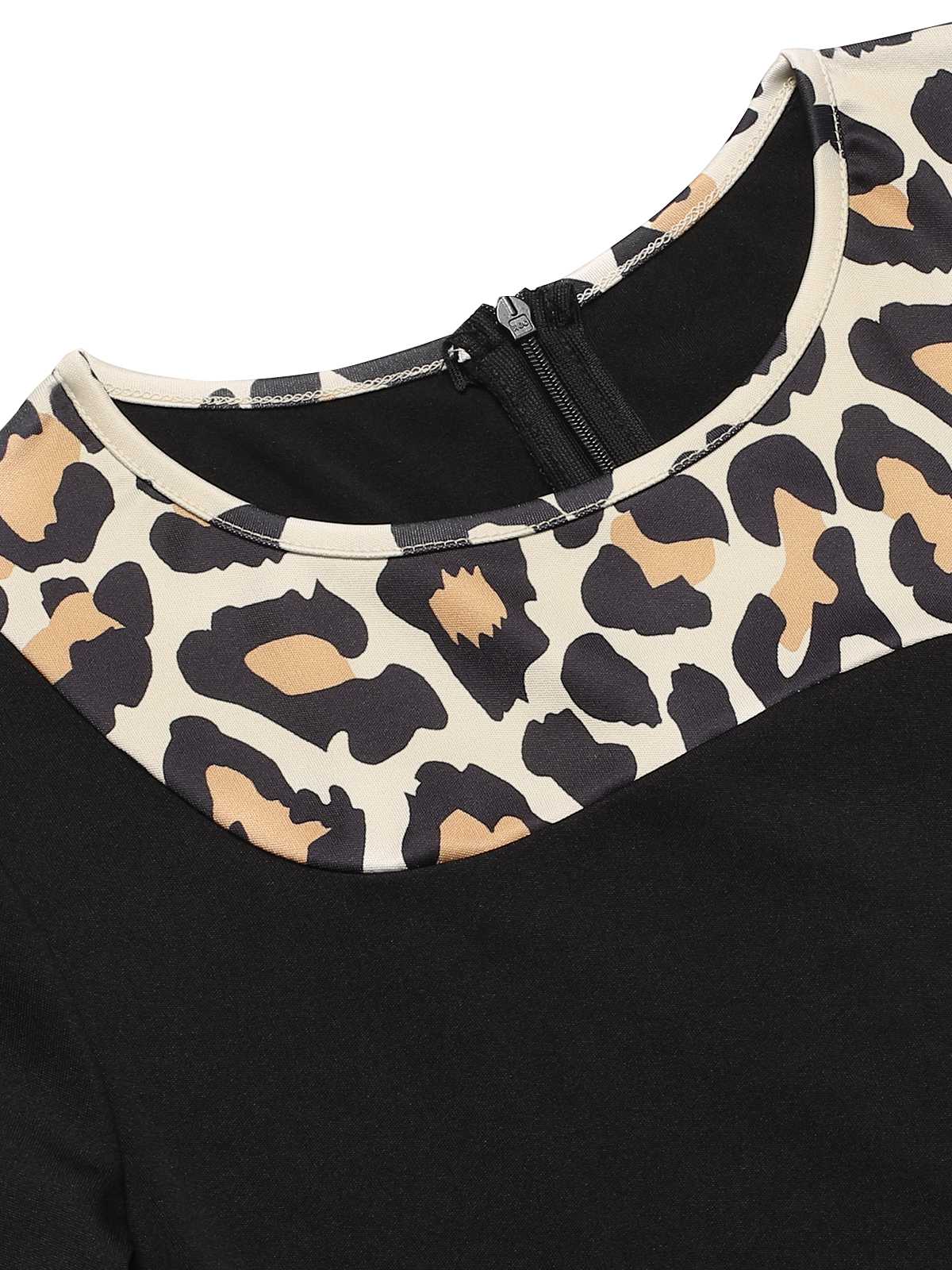 Black 1960s Leopard Patchwork Pencil Dress - Image 4