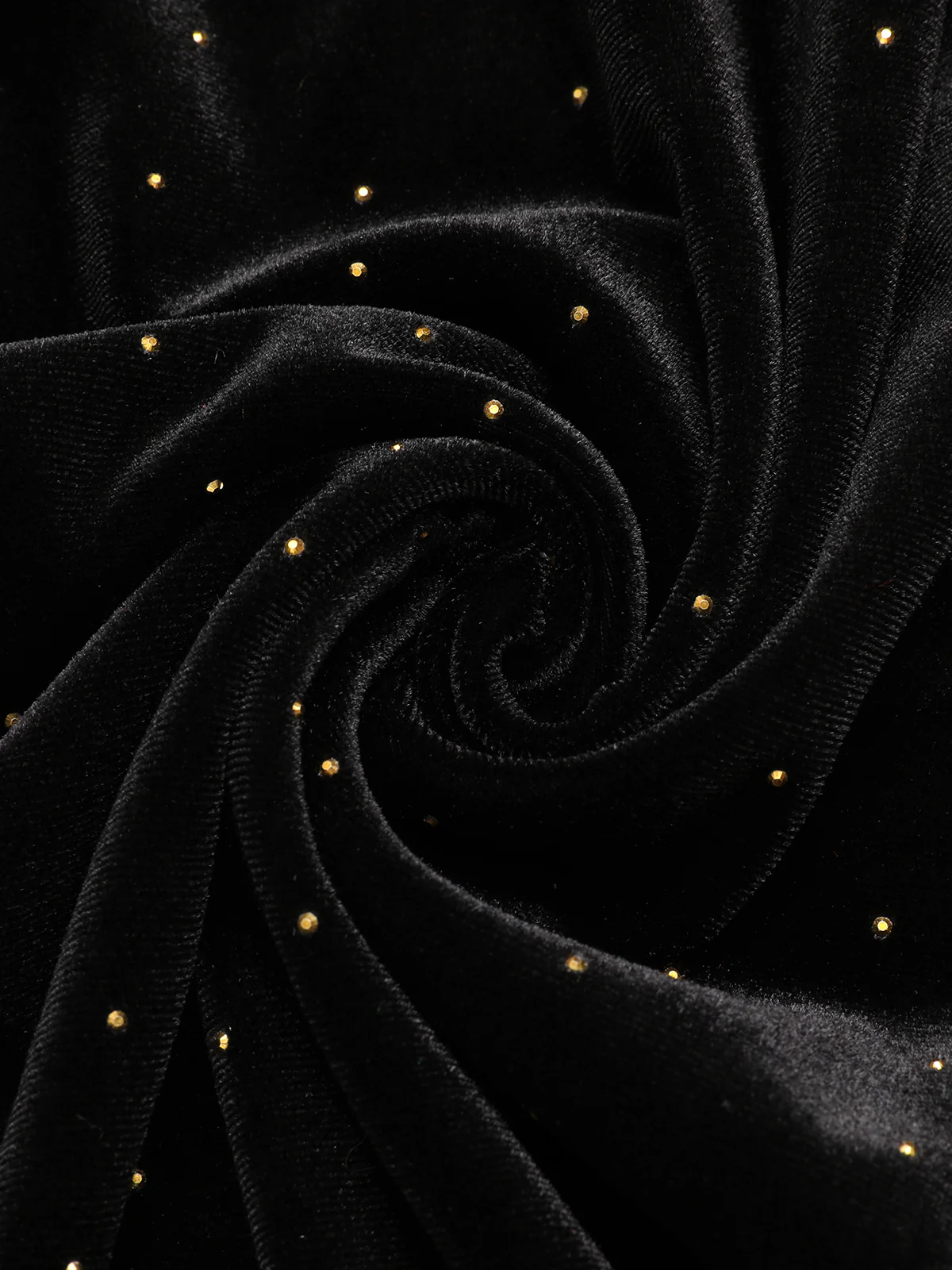 Black 1960s Off-Shoulder Rhinestones Velvet Dress - Image 9