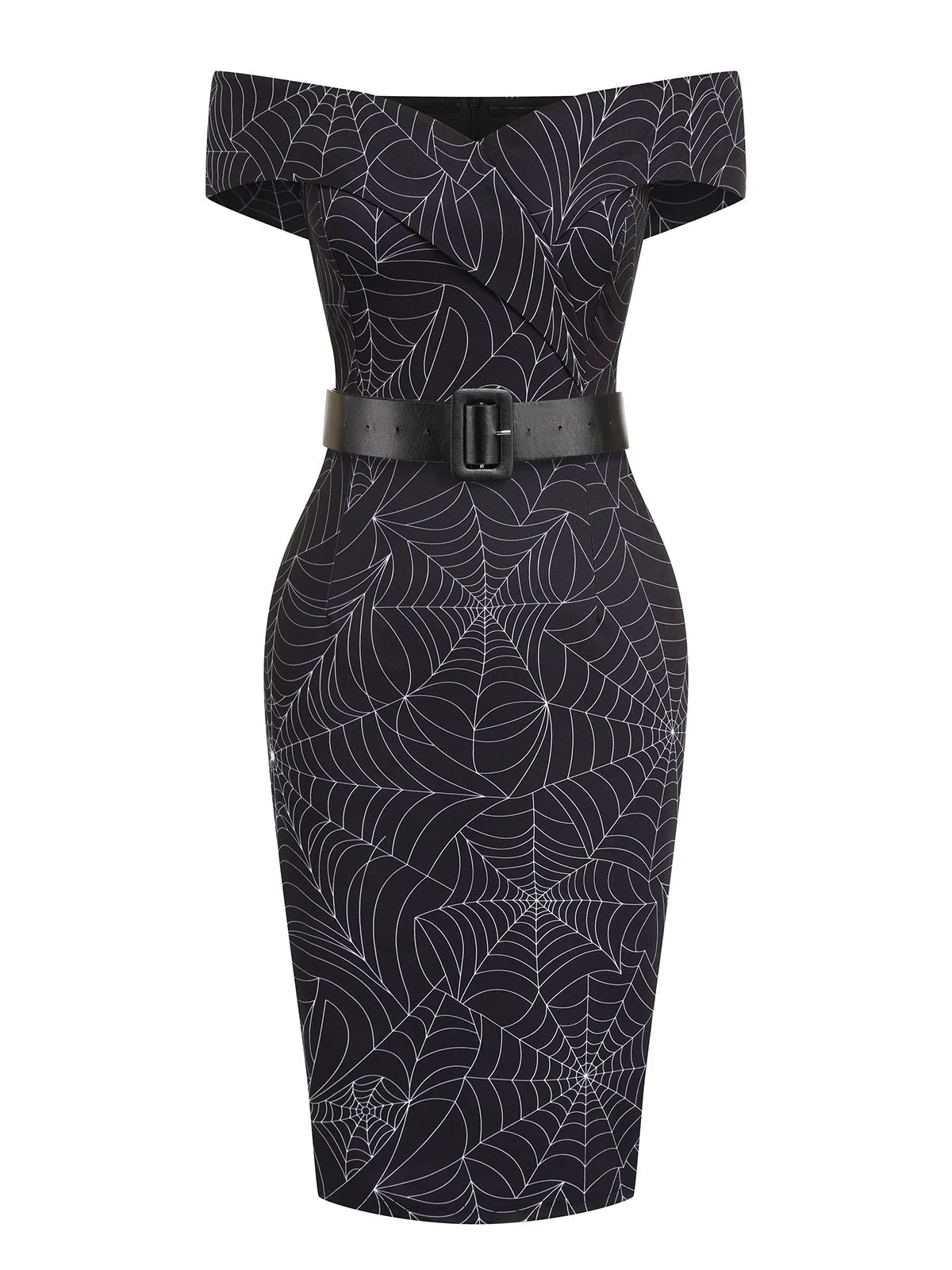 Black 1960s Off-shoulder Spider Web Dress - Image 3