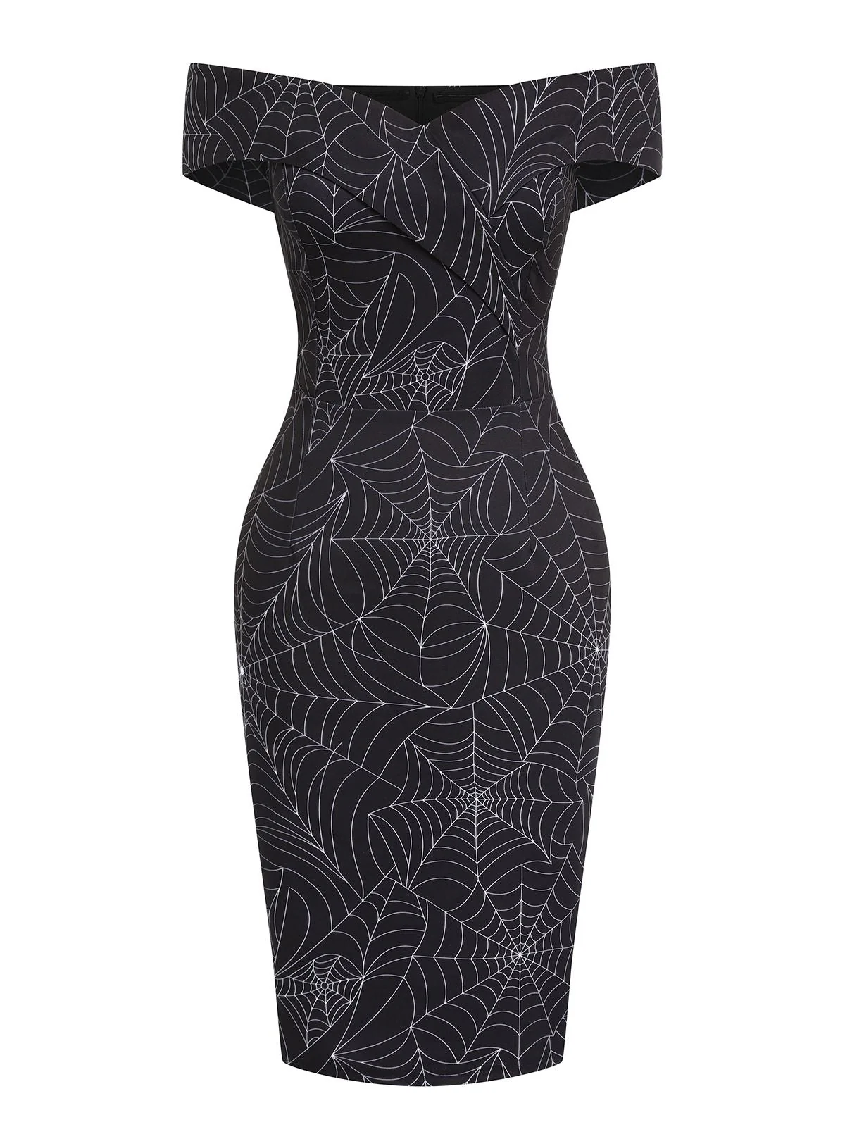 Black 1960s Off-shoulder Spider Web Dress - Image 4