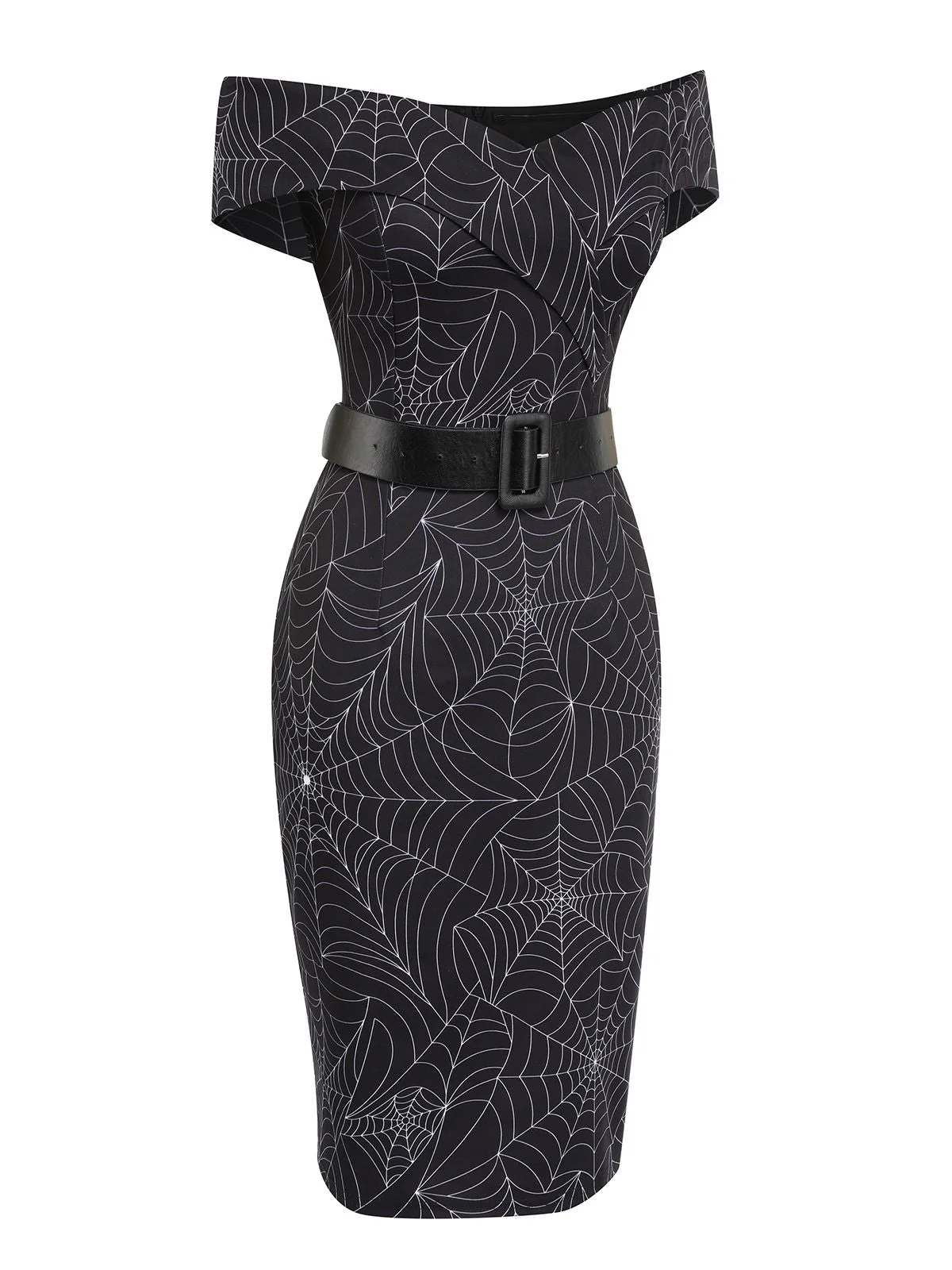 Black 1960s Off-shoulder Spider Web Dress - Image 5