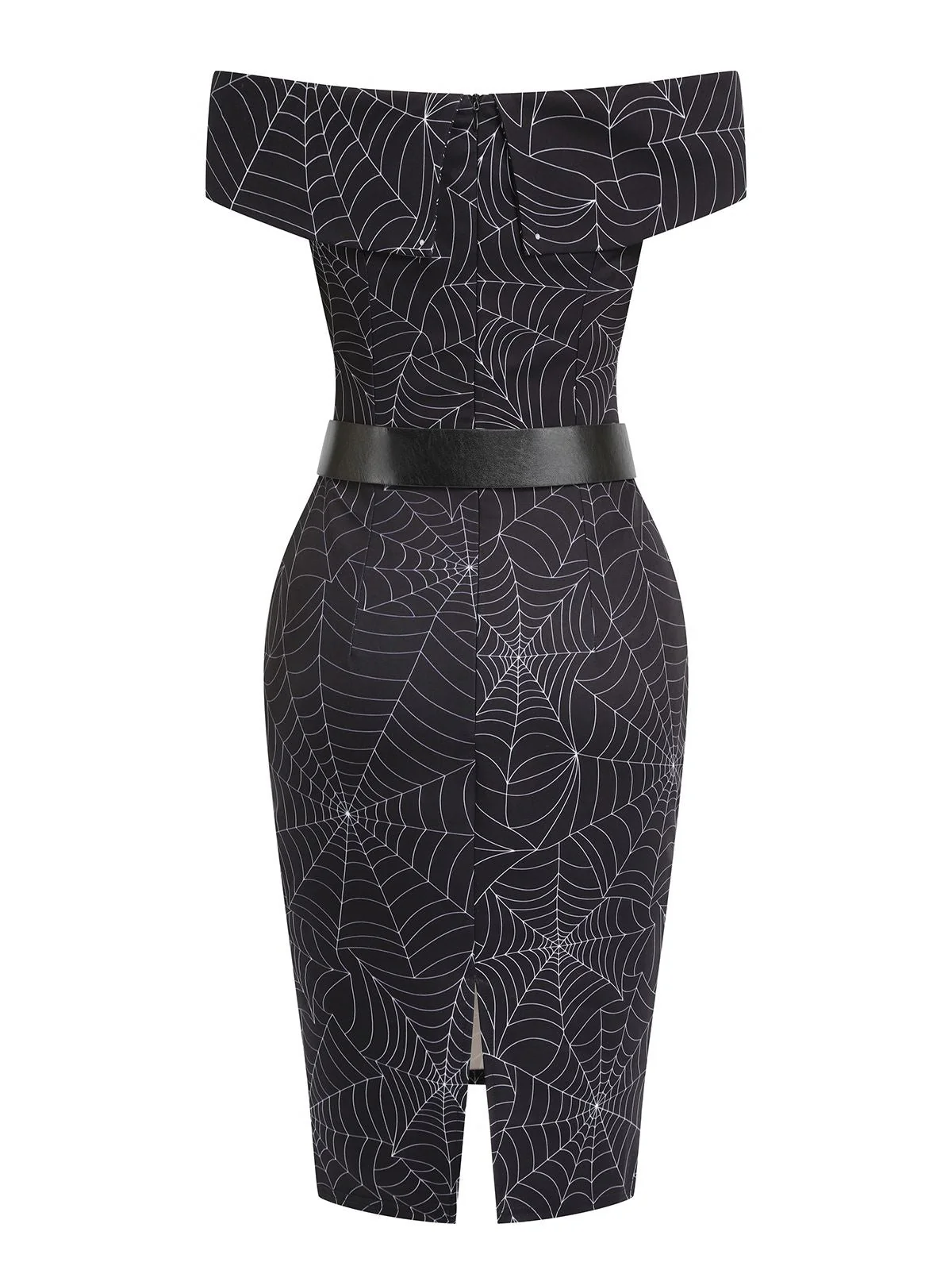 Black 1960s Off-shoulder Spider Web Dress - Image 6
