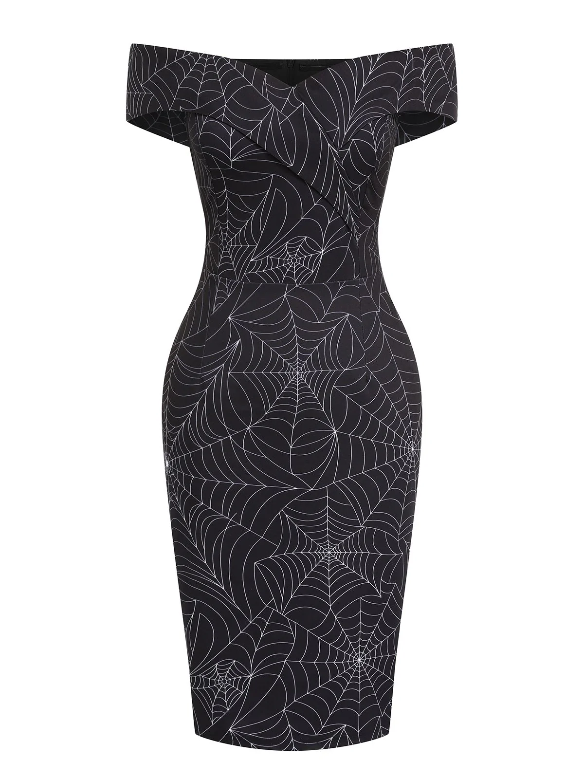 Black 1960s Off-shoulder Spider Web Dress - Image 3