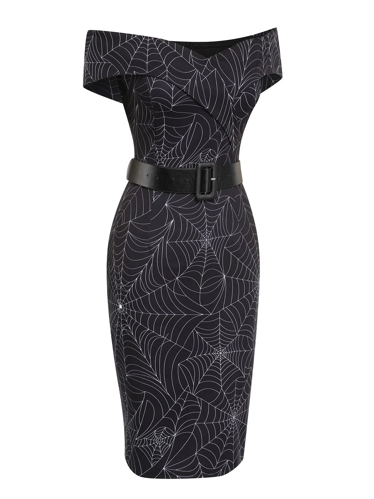 Black 1960s Off-shoulder Spider Web Dress - Image 4