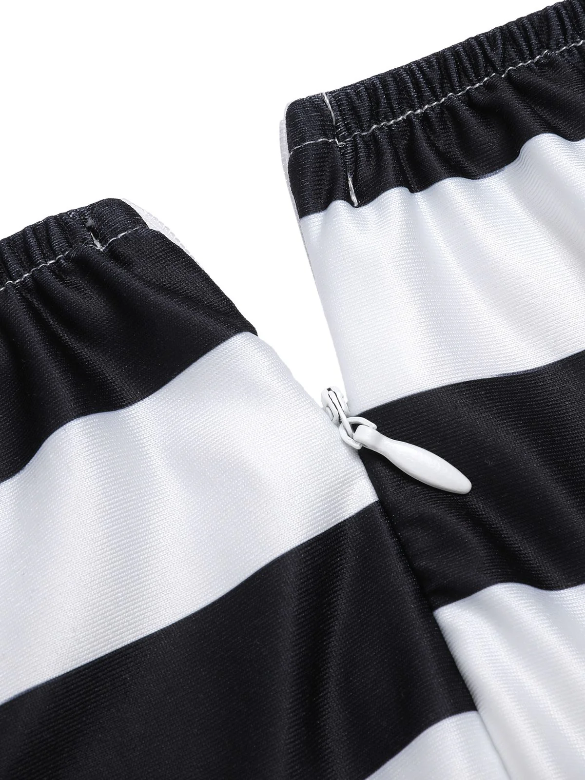 Black 1960s Off-Shoulder Stripes Jumpsuit - Image 8