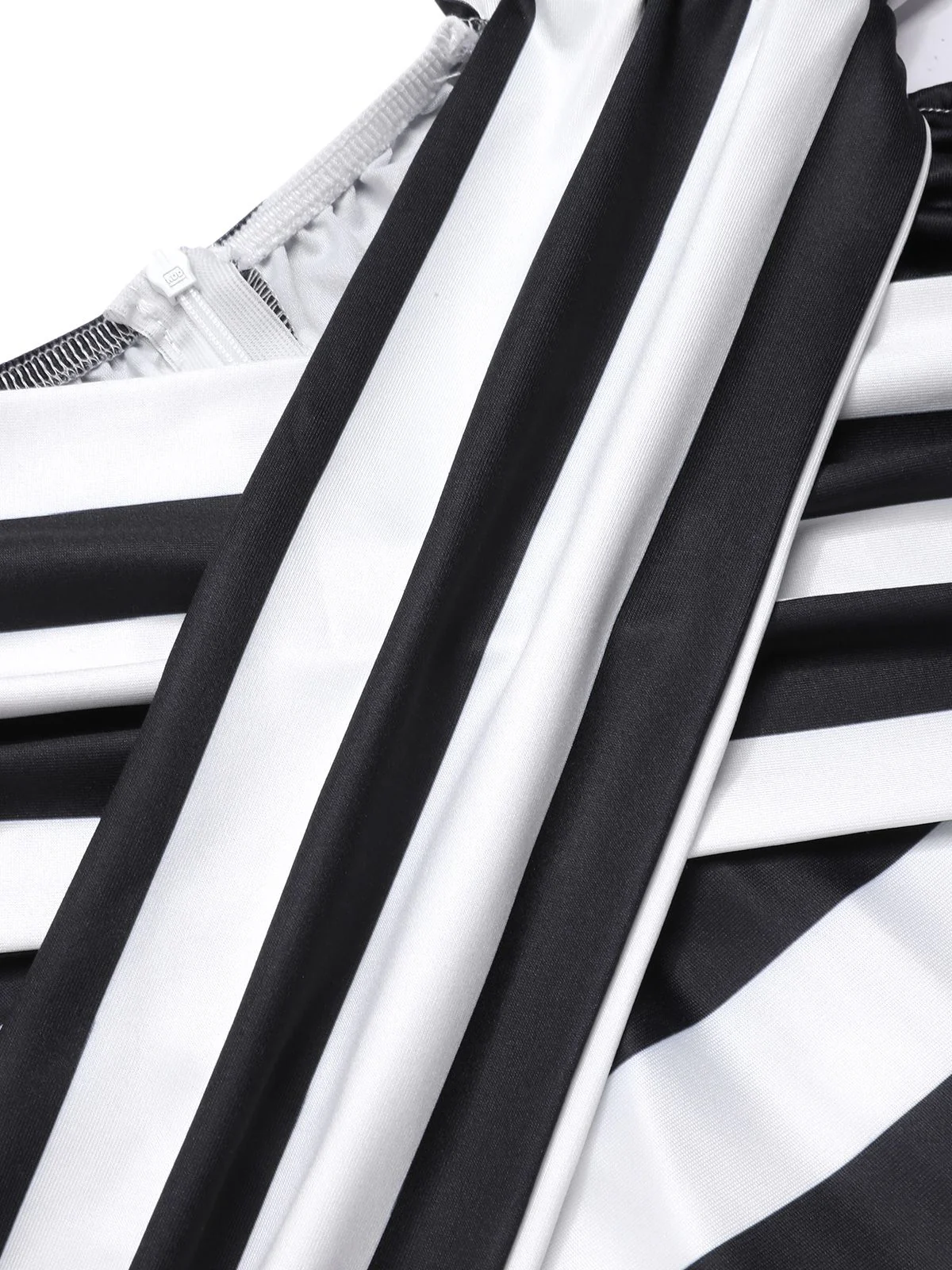 Black 1960s Off-Shoulder Stripes Jumpsuit - Image 7