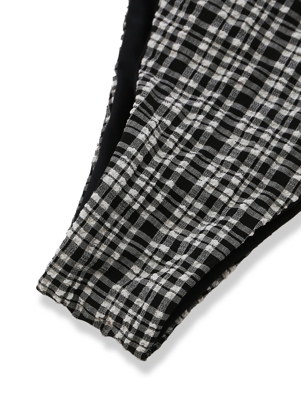 Black 1960s Plaid Deep V Halter Tankini Set - Image 7