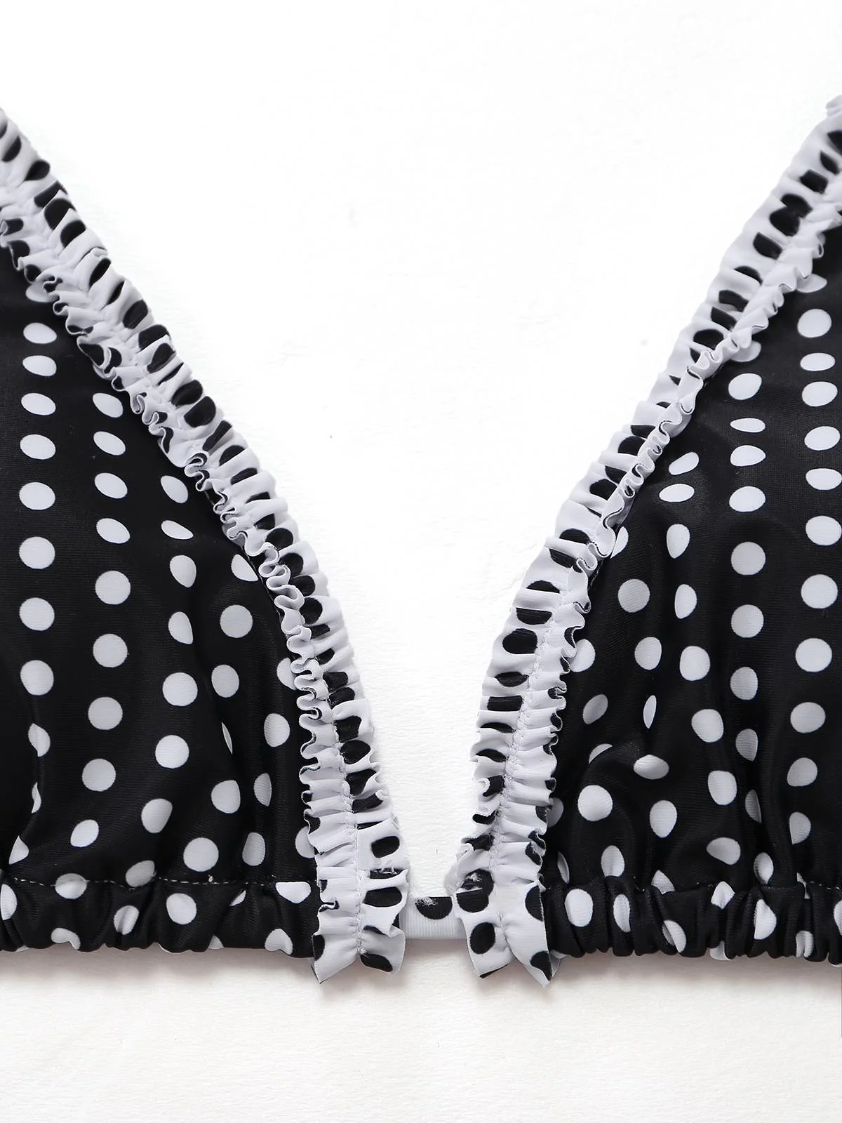 Black 1960s Polka Dot Lace Halter Bikini Set - Image 5
