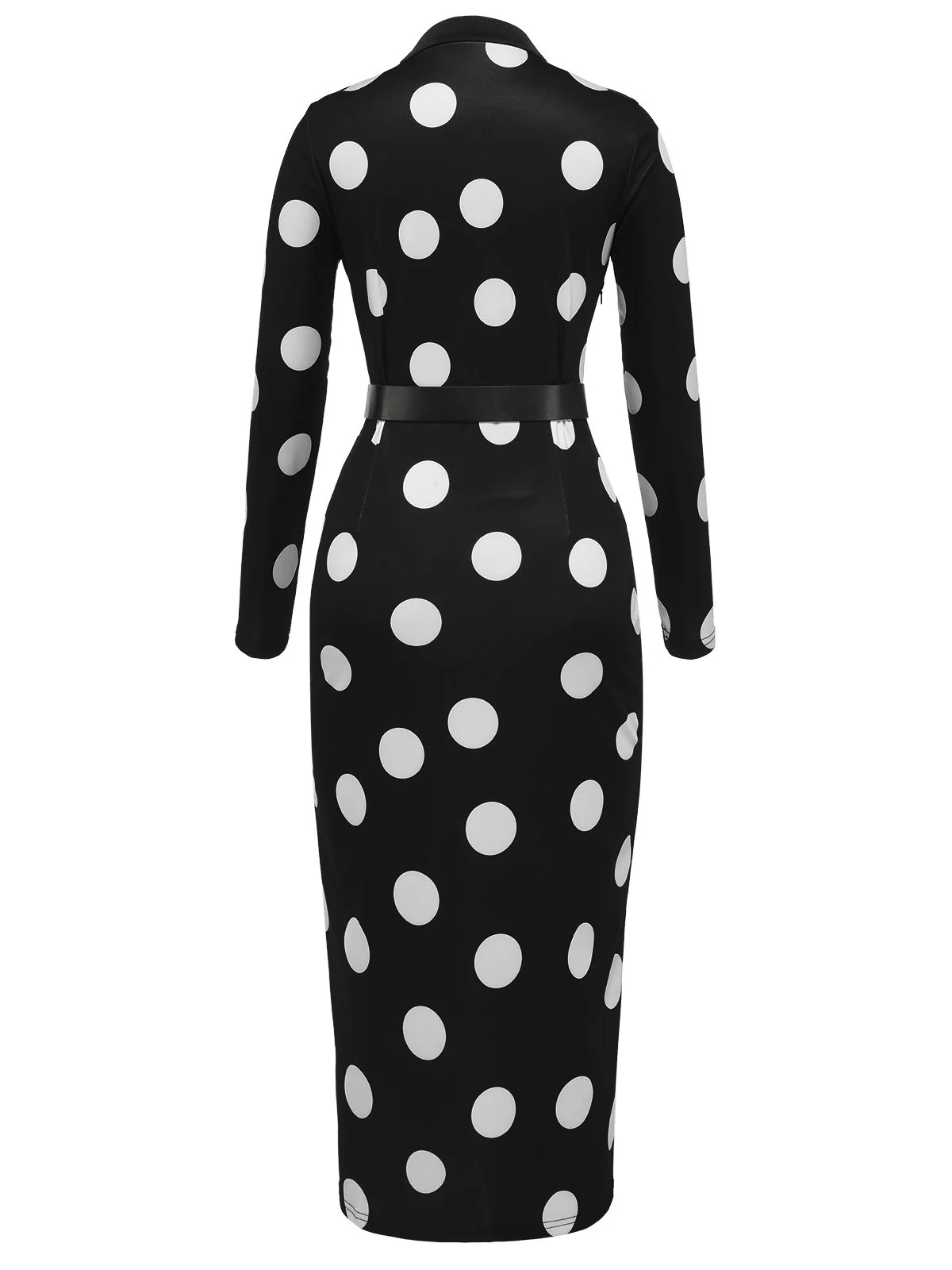 Black 1960s Polka Dot V-Neck Dress - Image 2