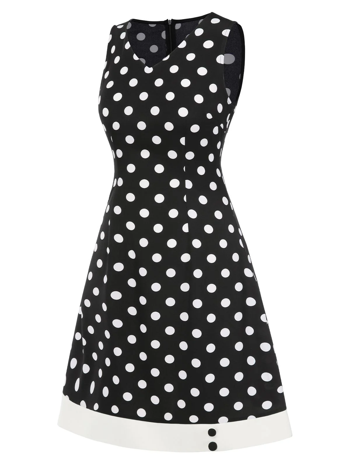 Black 1960s Polka Dot V-Neck Dress - Image 3