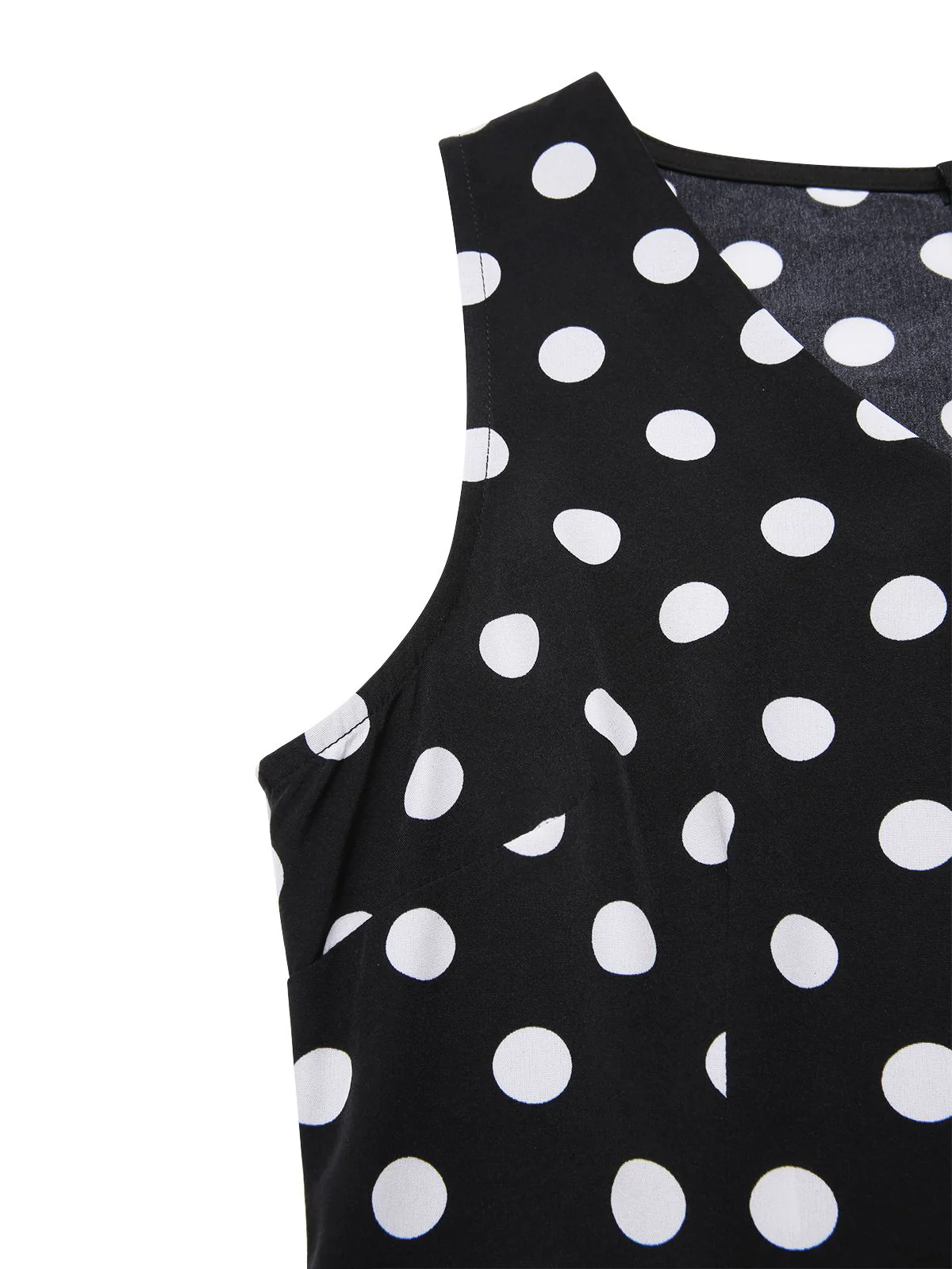 Black 1960s Polka Dot V-Neck Dress - Image 7