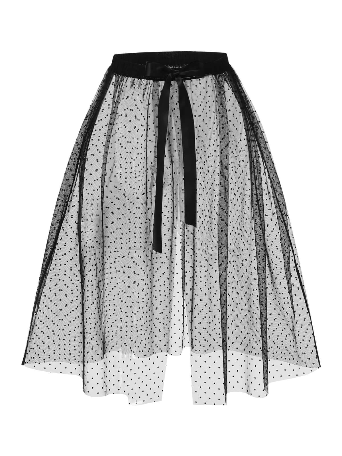 Black 1960s Polka Dots Mesh Cover-up - Image 2