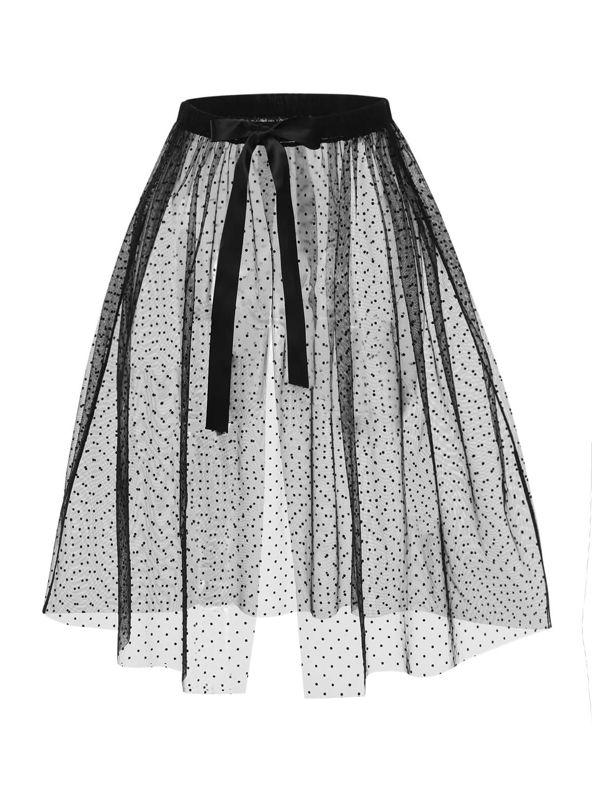 Black 1960s Polka Dots Mesh Cover-up - Image 3