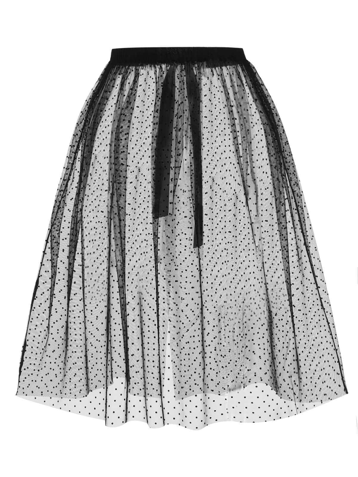 Black 1960s Polka Dots Mesh Cover-up - Image 4