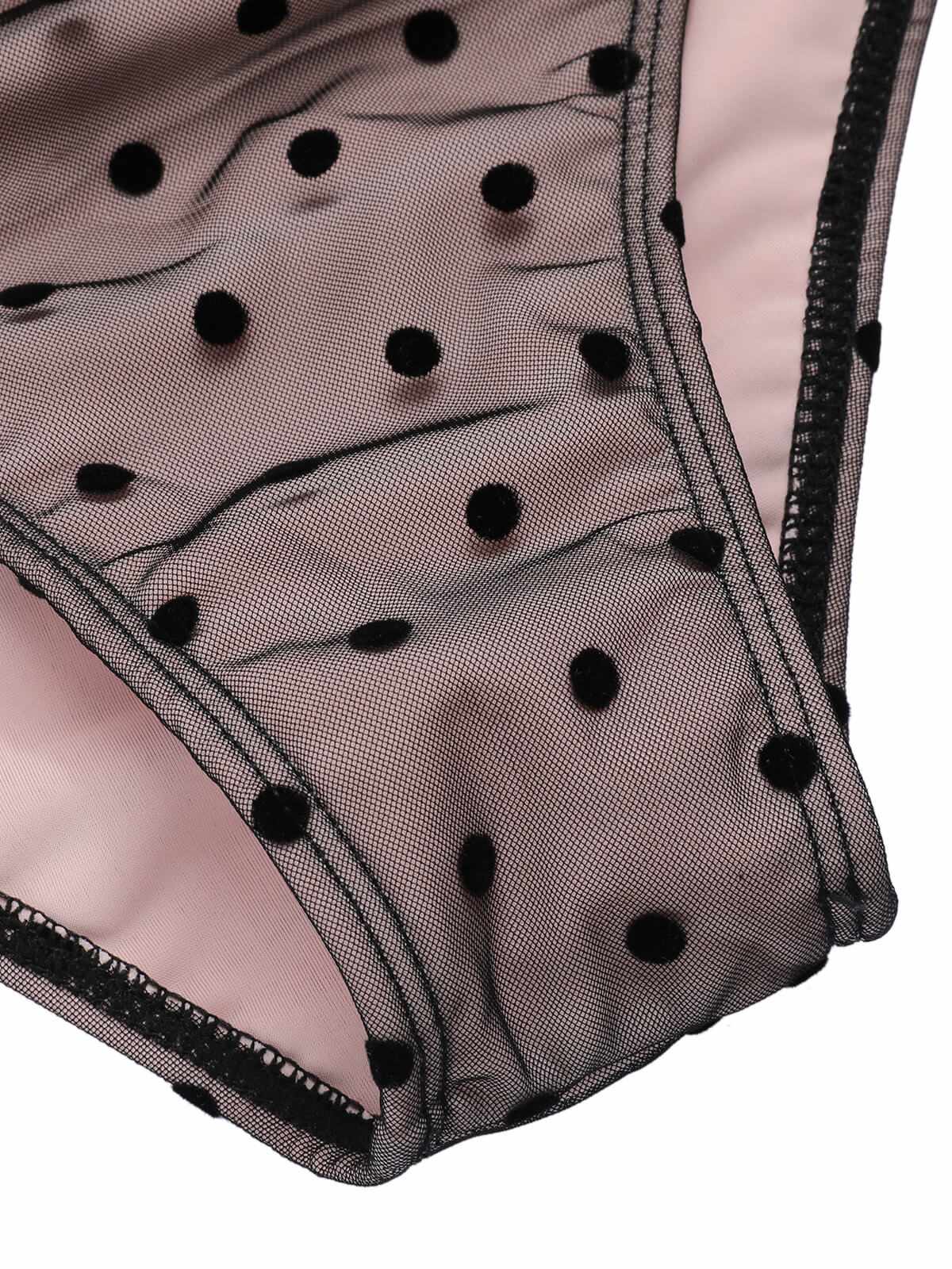 Black 1960s Polka Dots Mesh Swimsuit - Image 6