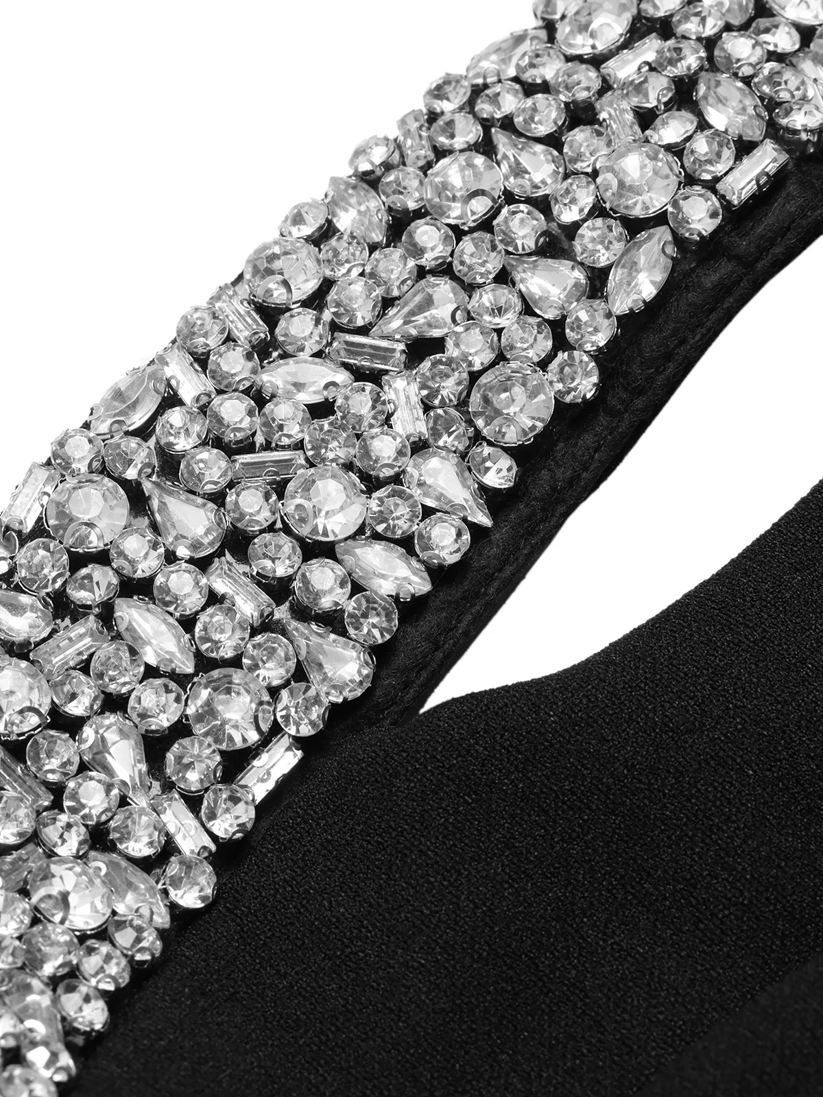 Black 1960s Rhinestone Patchwork Neck Mini Dress - Image 4