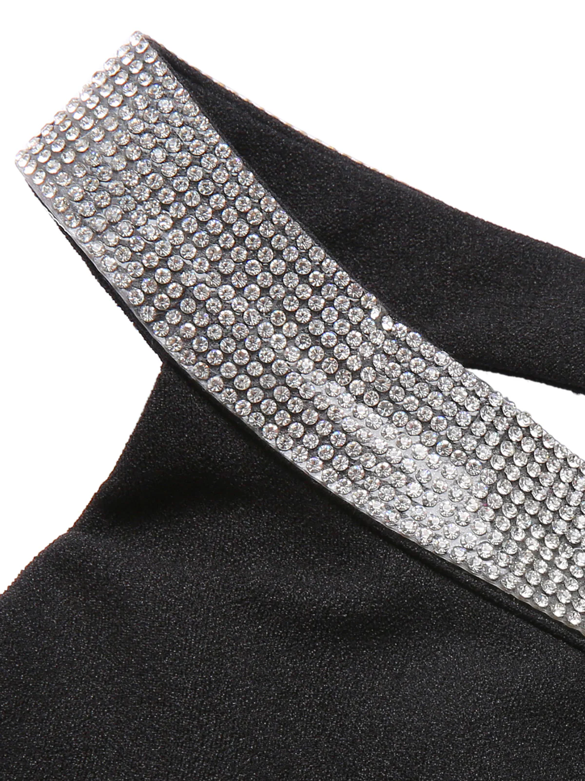 Black 1960s Rhinestone Solid Halter Dress - Image 4