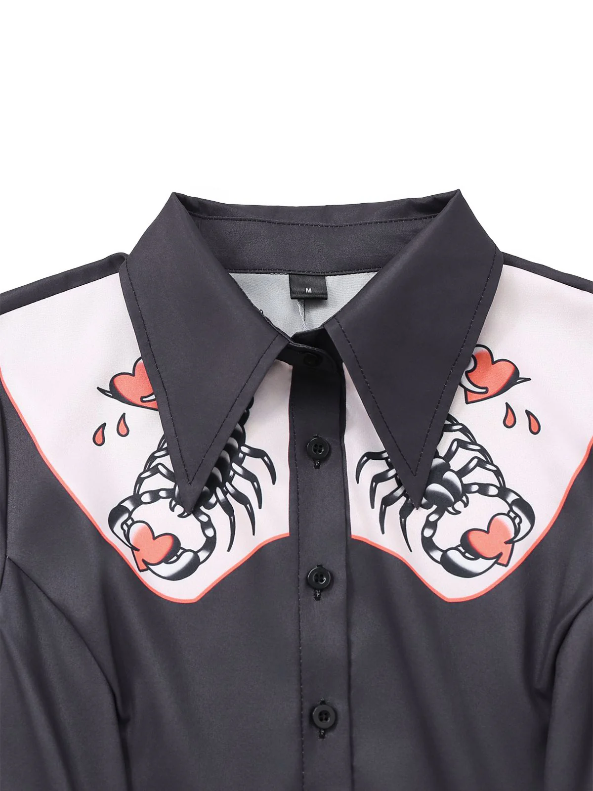 Black 1960s Scorpion Hearts Print Shirt Dress - Image 3