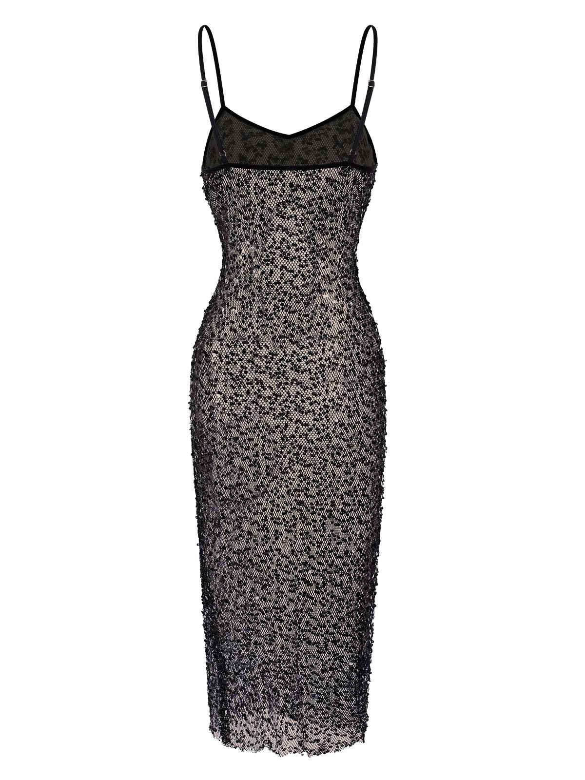Black 1960s Sequined Spaghetti Straps Dress - Image 3