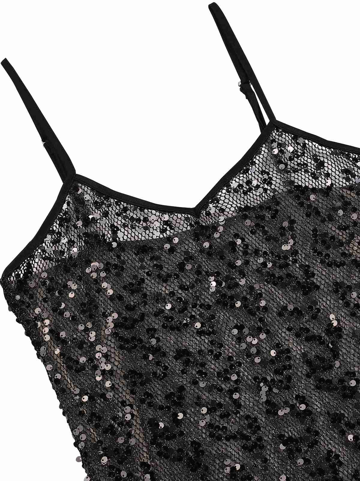 Black 1960s Sequined Spaghetti Straps Dress - Image 4