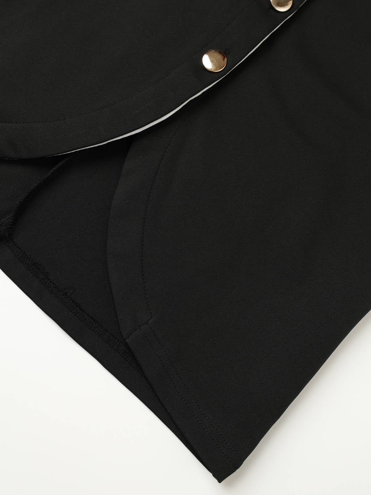 Black 1960s Sleeveless Lapel Button Bodycon Dress - Image 8