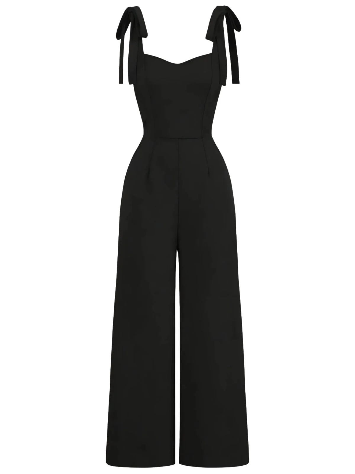 Black 1960s Sleeveless Spaghetti Strap Jumpsuit - Image 2