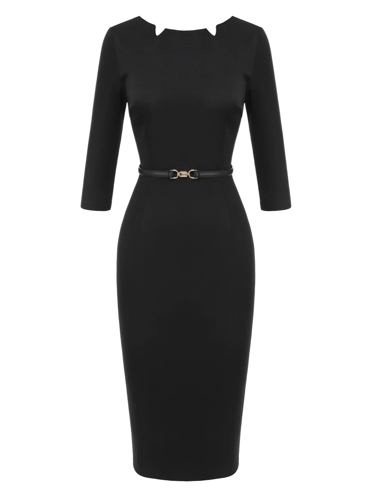 Black 1960s Solid Boat Neck Wrap Dress - Image 2