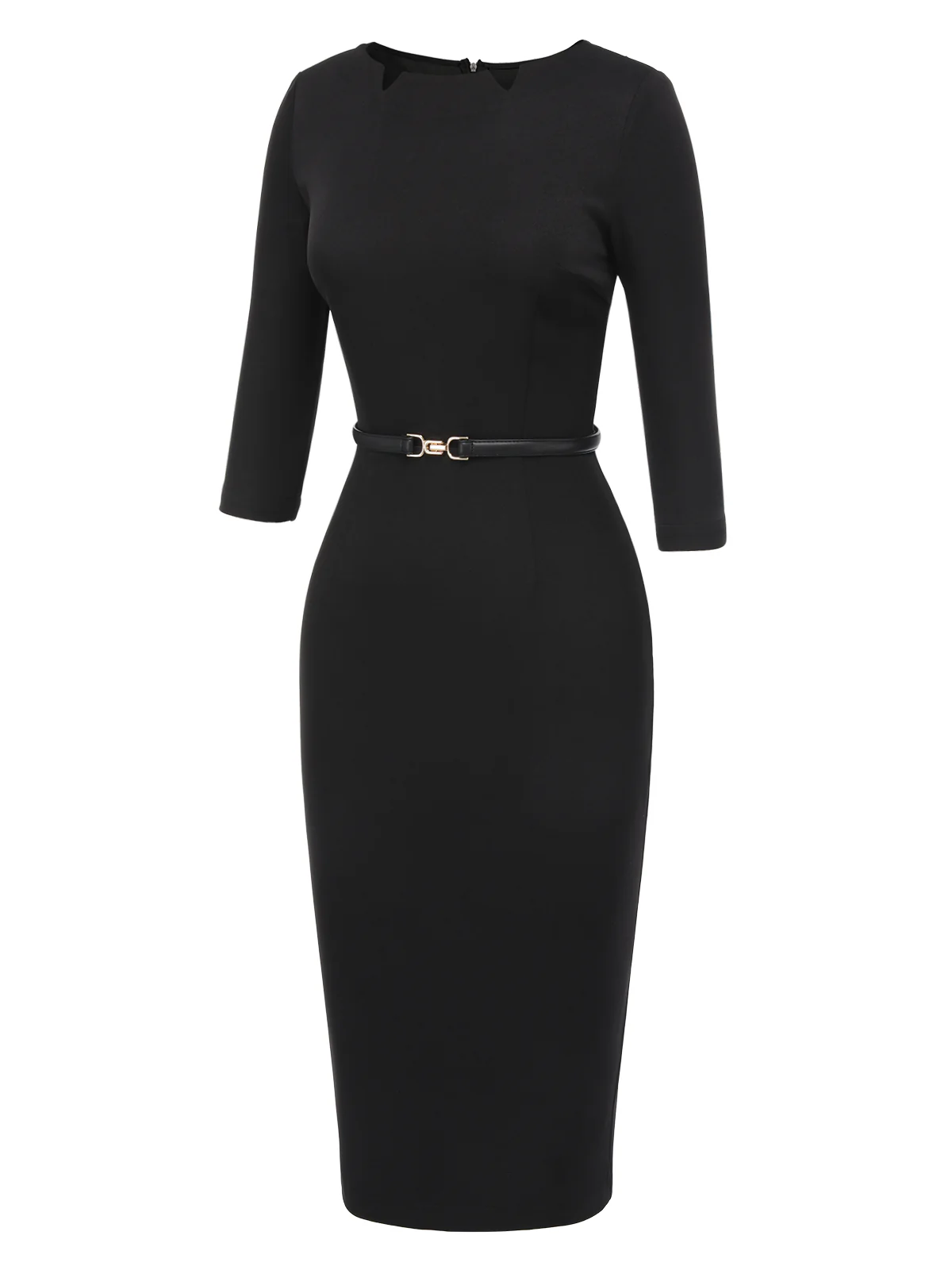 Black 1960s Solid Boat Neck Wrap Dress - Image 3