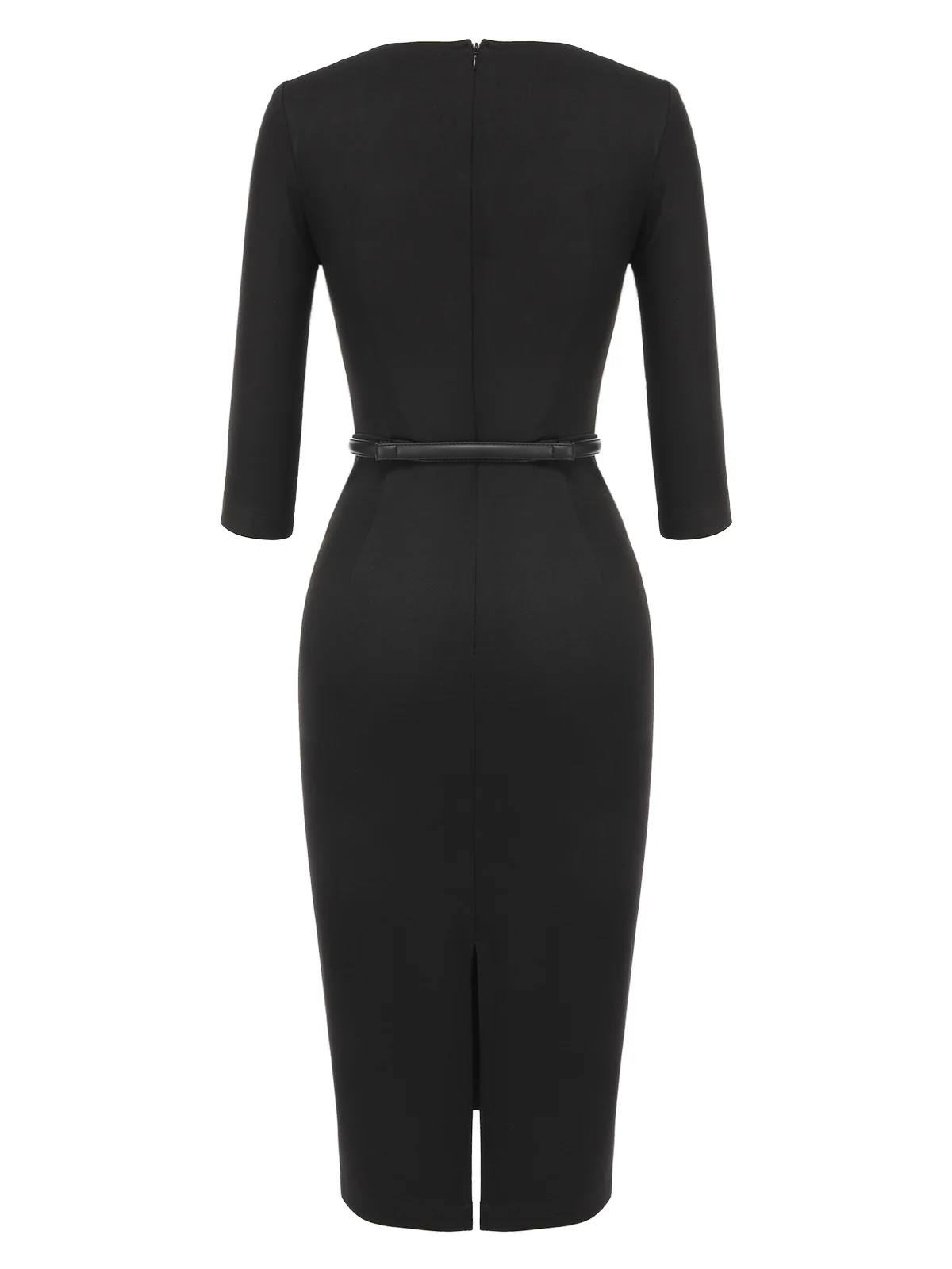 Black 1960s Solid Boat Neck Wrap Dress - Image 4