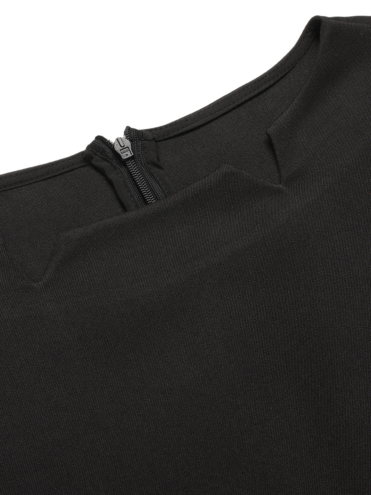 Black 1960s Solid Boat Neck Wrap Dress - Image 5