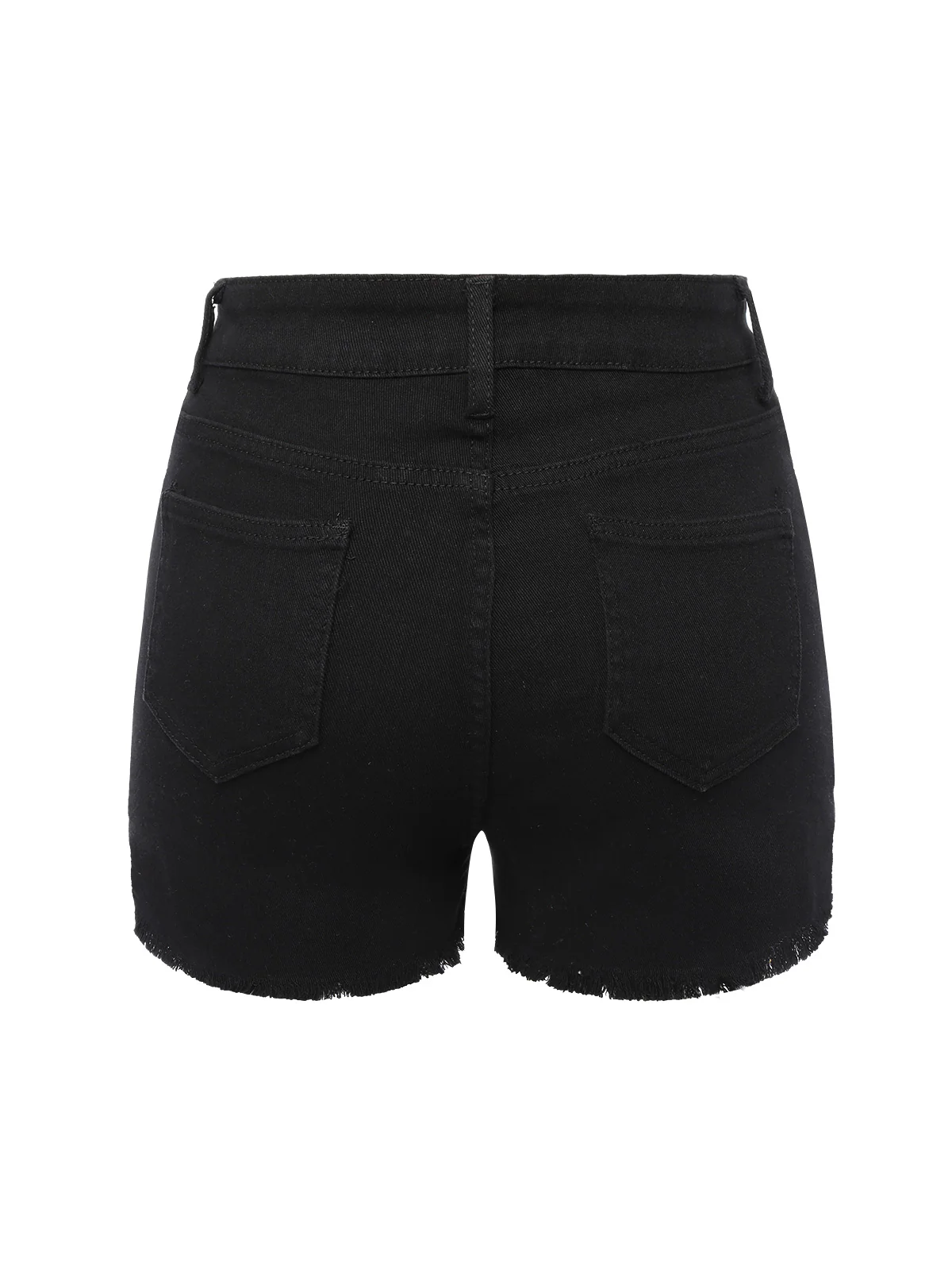 Black 1960s Solid Button Denim Shorts - Image 3