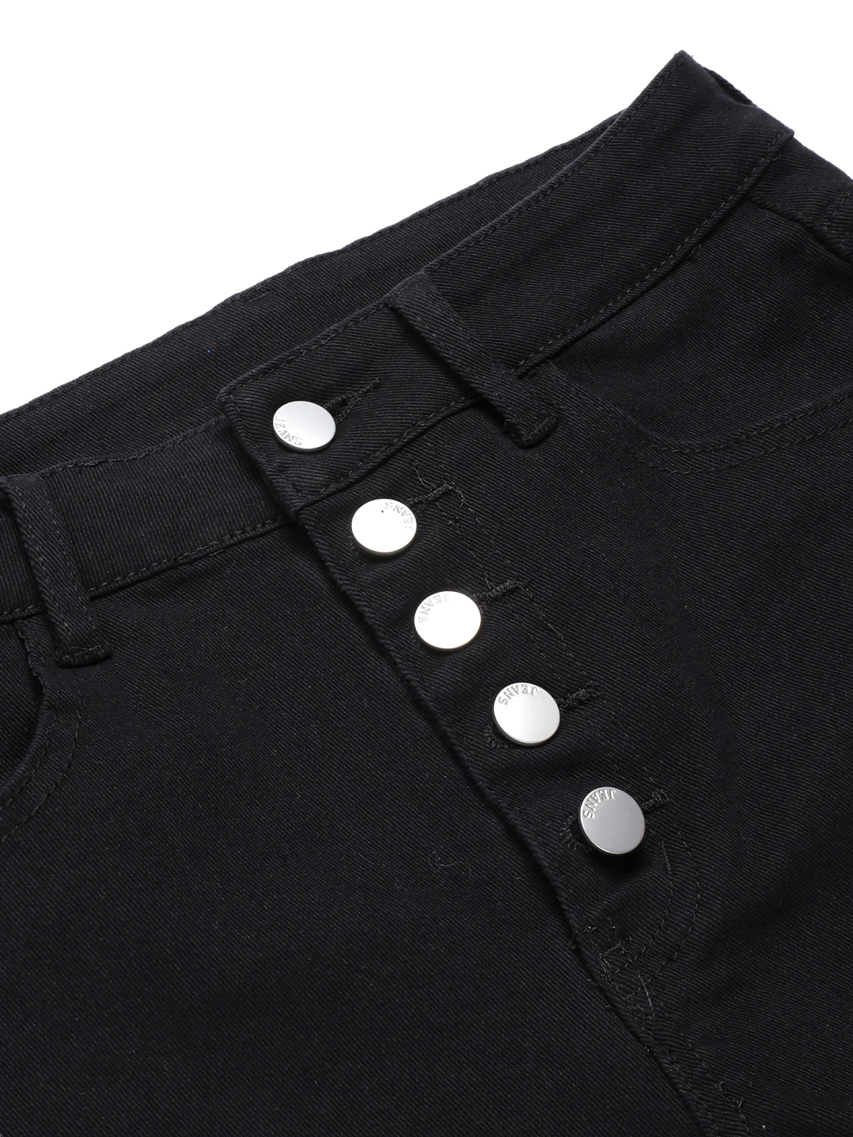 Black 1960s Solid Button Denim Shorts - Image 4