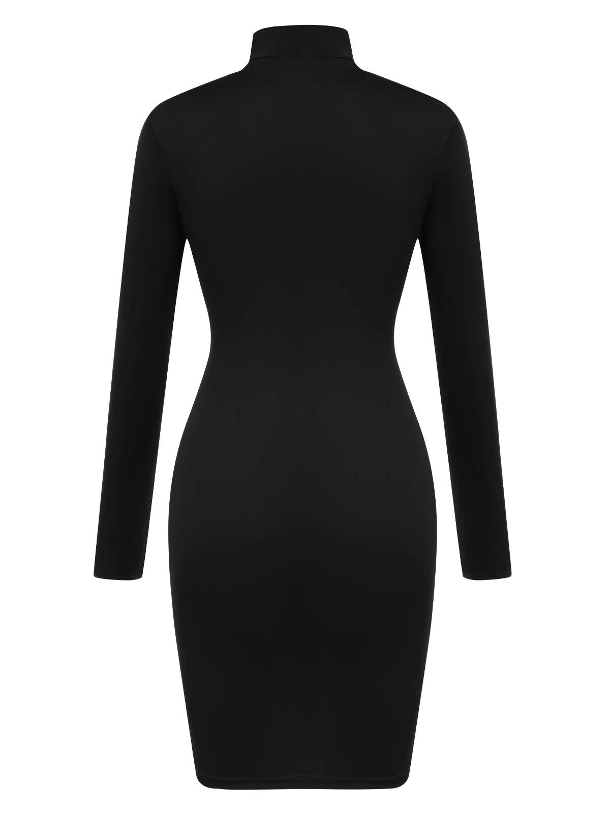 Black 1960s Solid Heart Cut Out Dress - Image 3