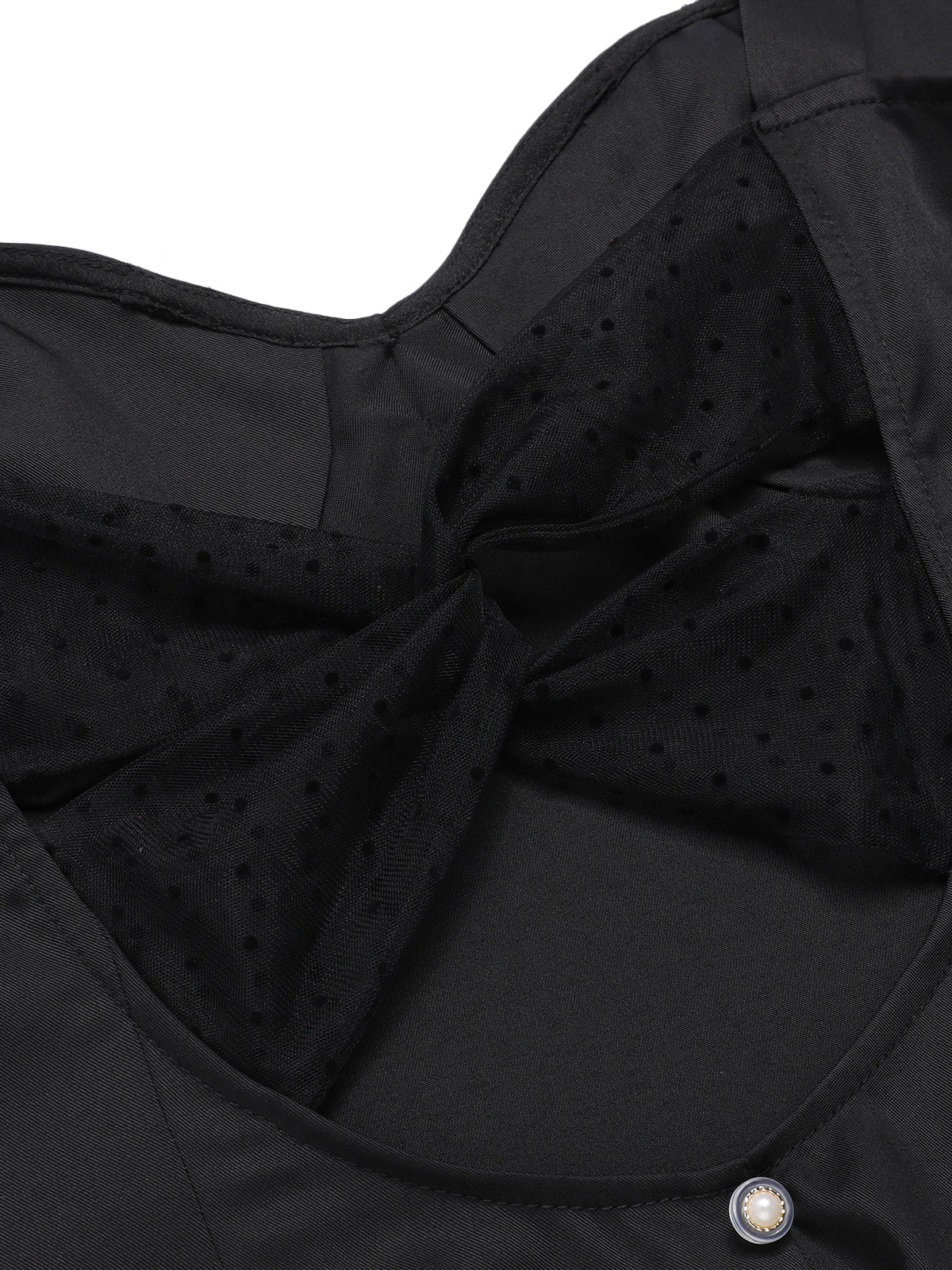Black 1960s Solid Pearl Buttons Suspender Dress - Image 8