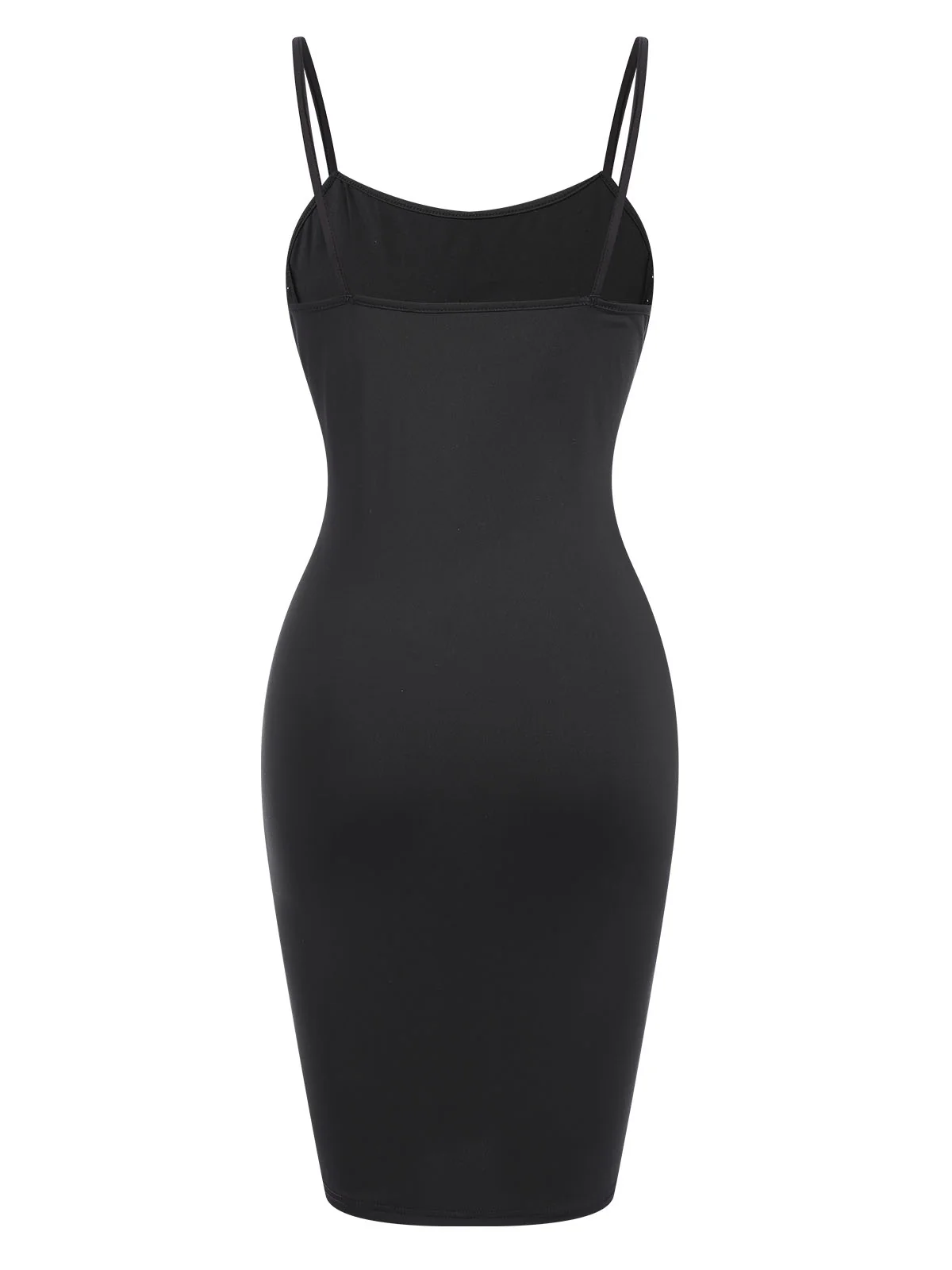 Black 1960s Solid Pearl Spaghetti Straps Dress - Image 2