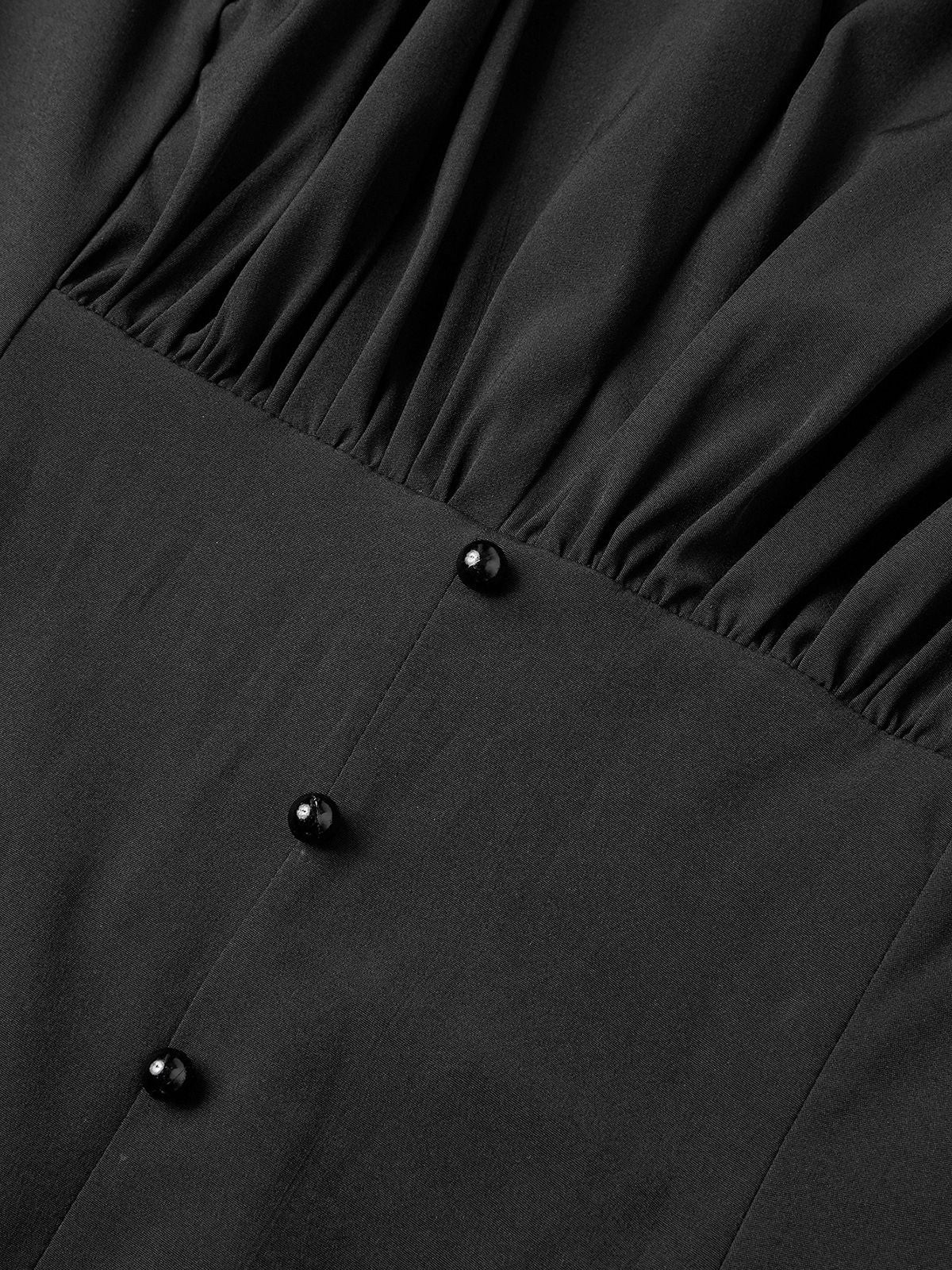 Black 1960s Solid Pleated Petal Sleeve Blouse - Image 3