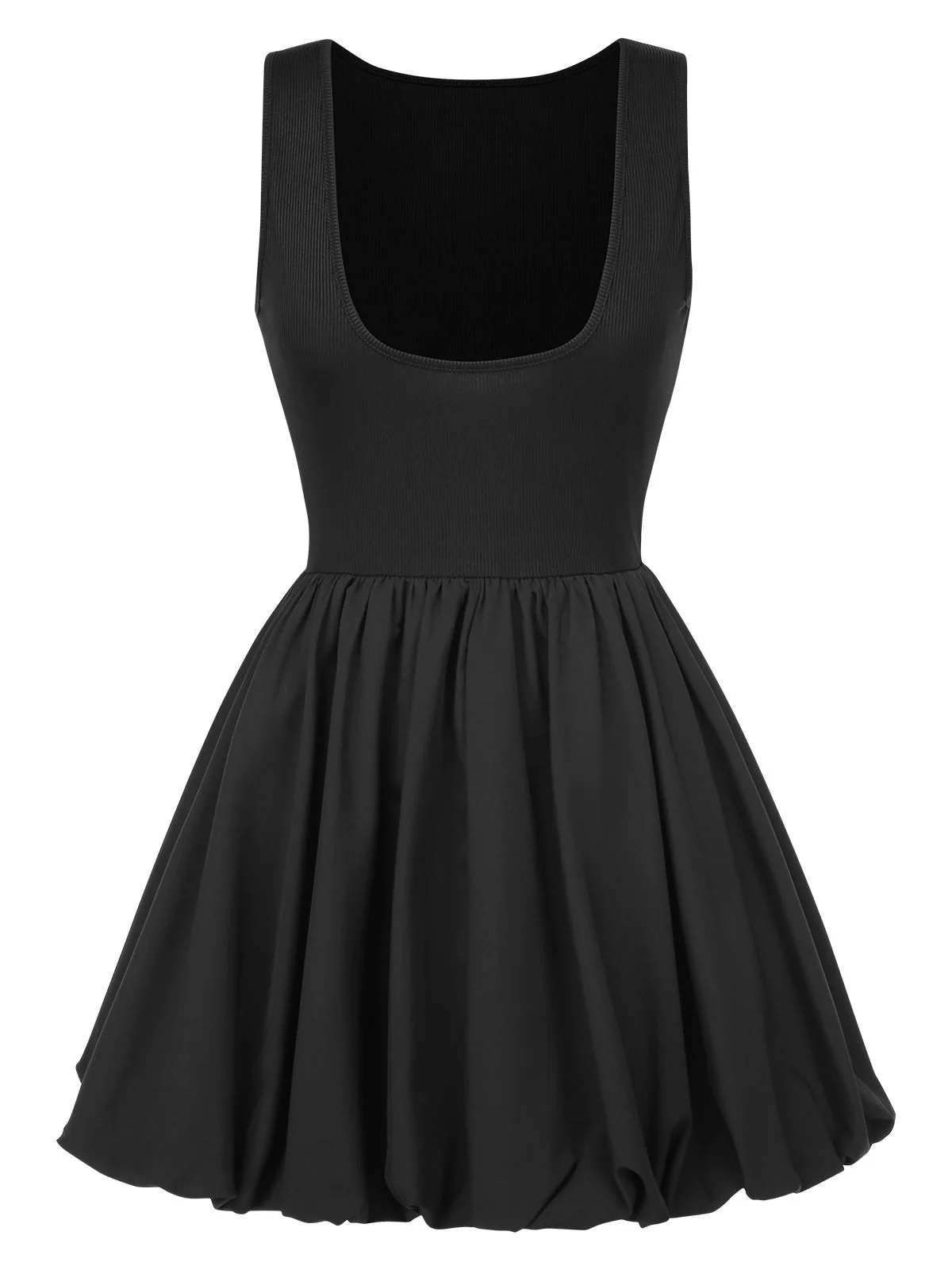 Black 1960s Solid Sleeveless Bubble Dress - Image 2