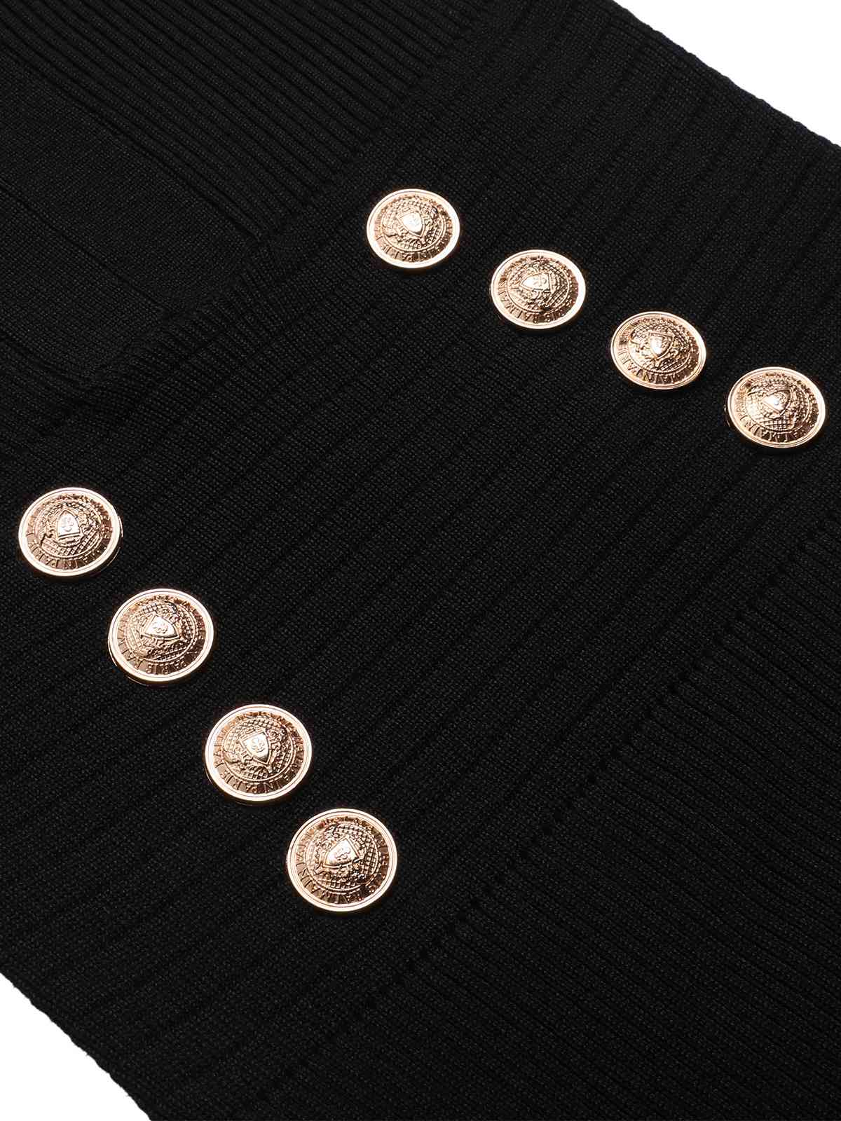 Black 1960s Solid V-Neck Buttons Dress - Image 4