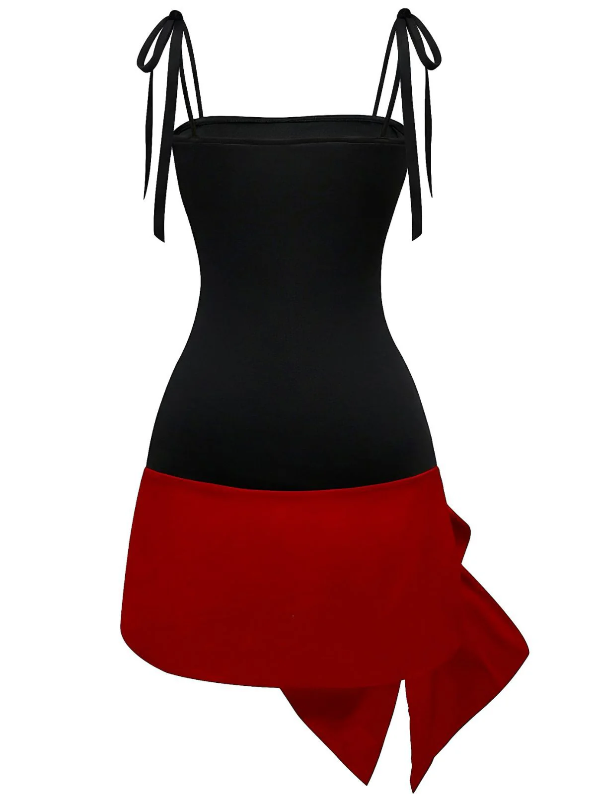 Black 1960s Square Neck Red Bow Tie Dress - Image 7