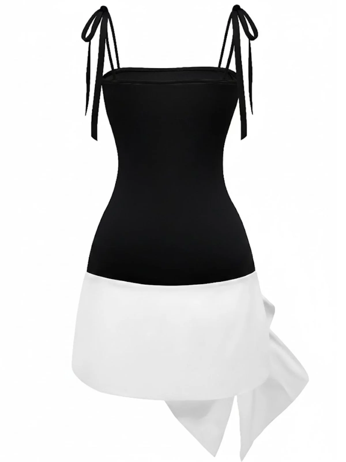 Black 1960s Square Neck Red Bow Tie Dress - Image 8