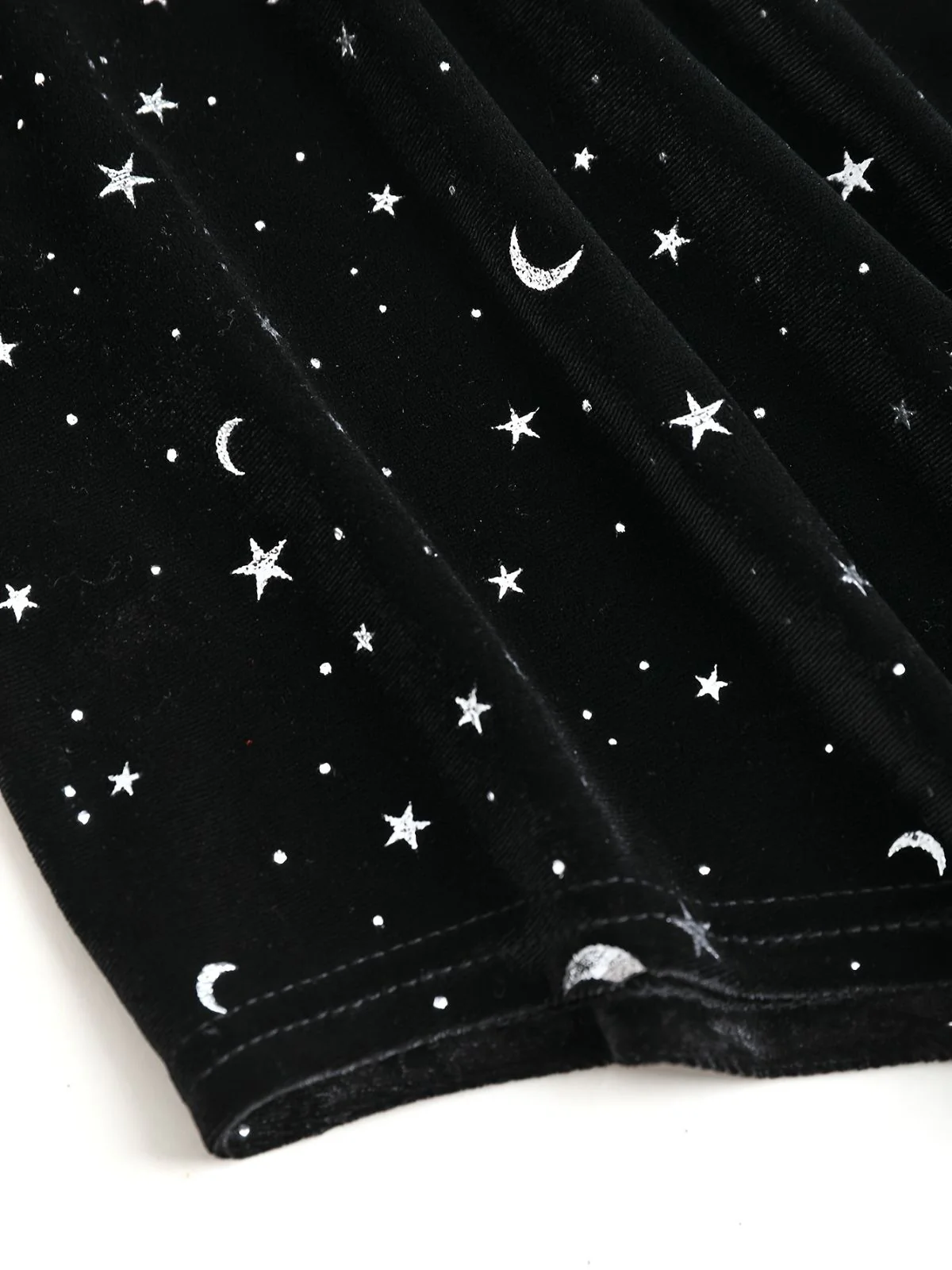 [Plus Size] Black 1960s Star V-Neck Velvet Dress - Image 4