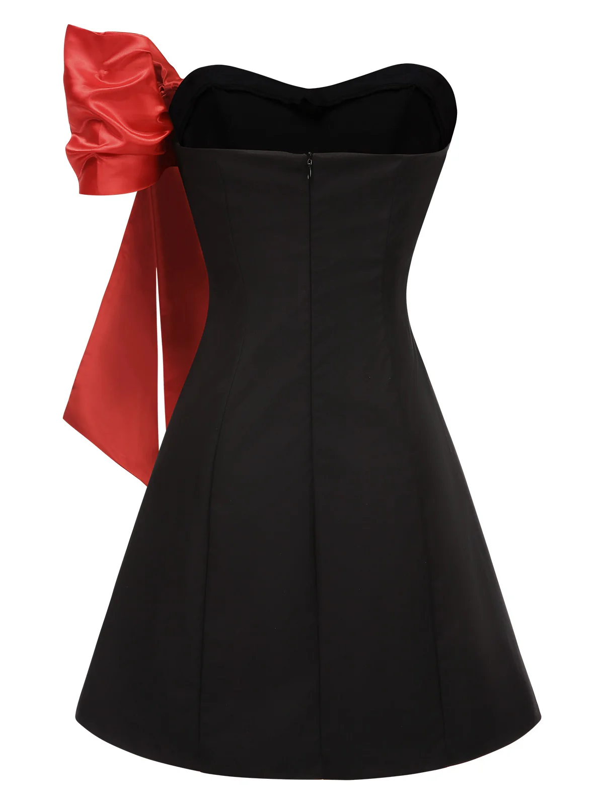 Black 1960s Strapless Bow A-Line Dress - Image 3