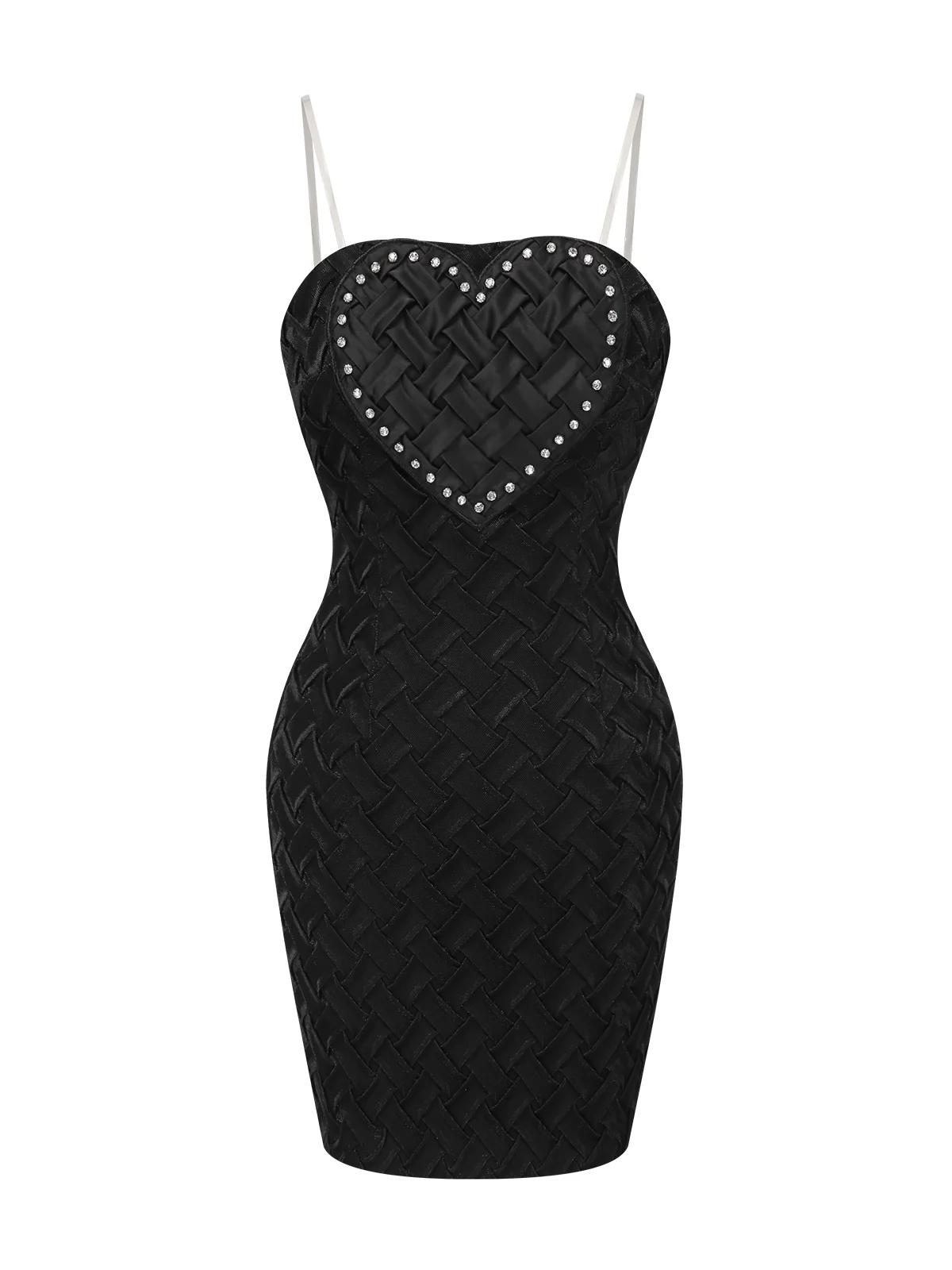 Black 1960s Strapless Woven Heart Dress - Image 2