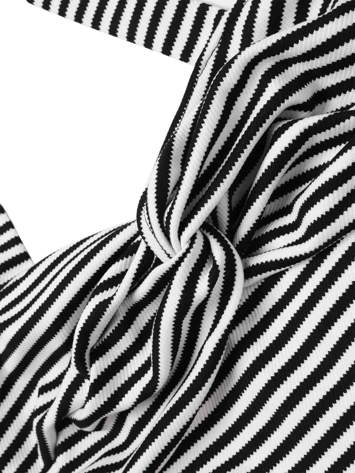 Black 1960s Stripe Knit Patchwork Halter Jumpsuit - Image 5