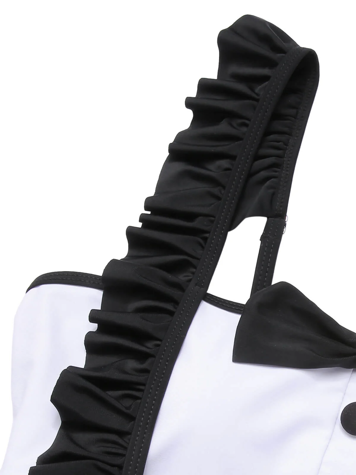 Black 1960s Tuxedo Ruffle Strap Swimsuit - Image 6