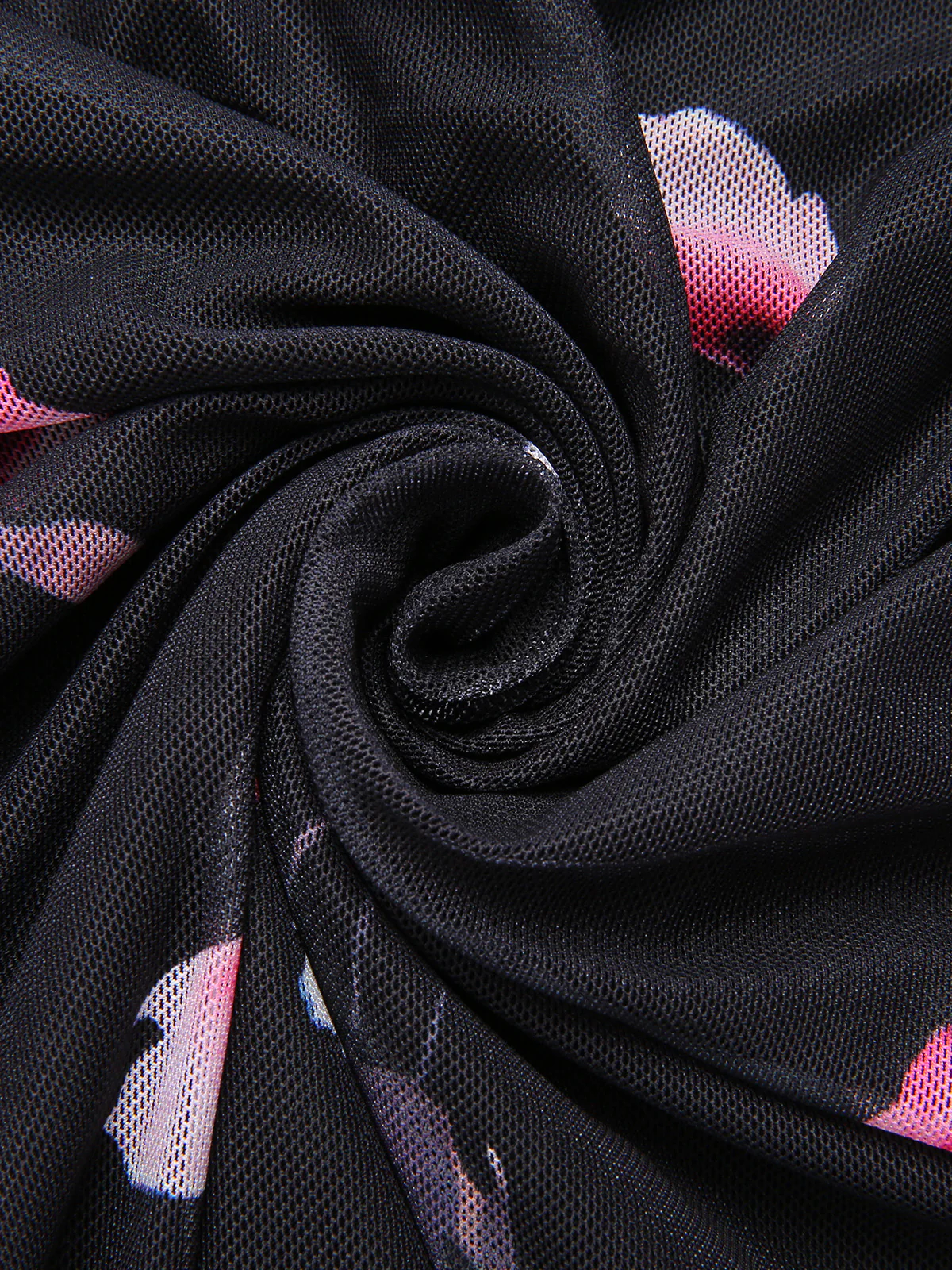 Black 1960s V-Neck Floral Mesh Dress - Image 4