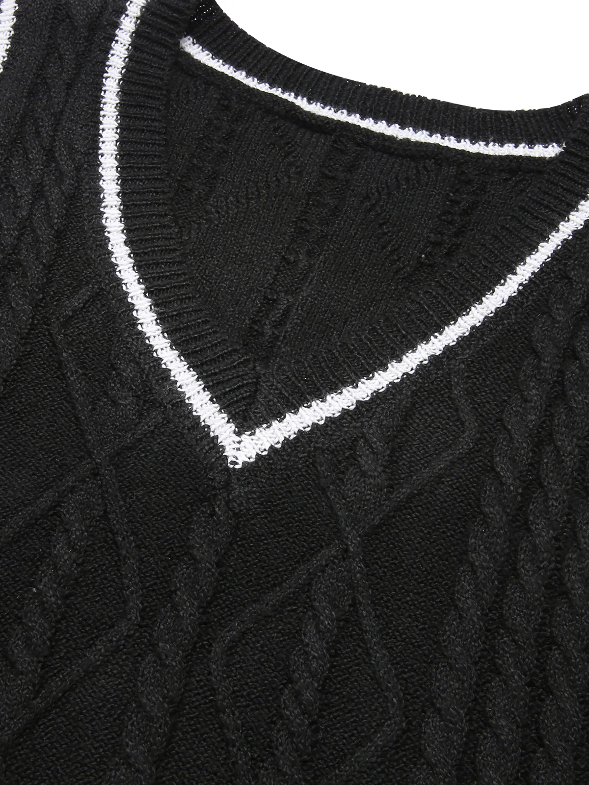 Black 1960s V-Neck Knitted Sleeveless Dress - Image 4