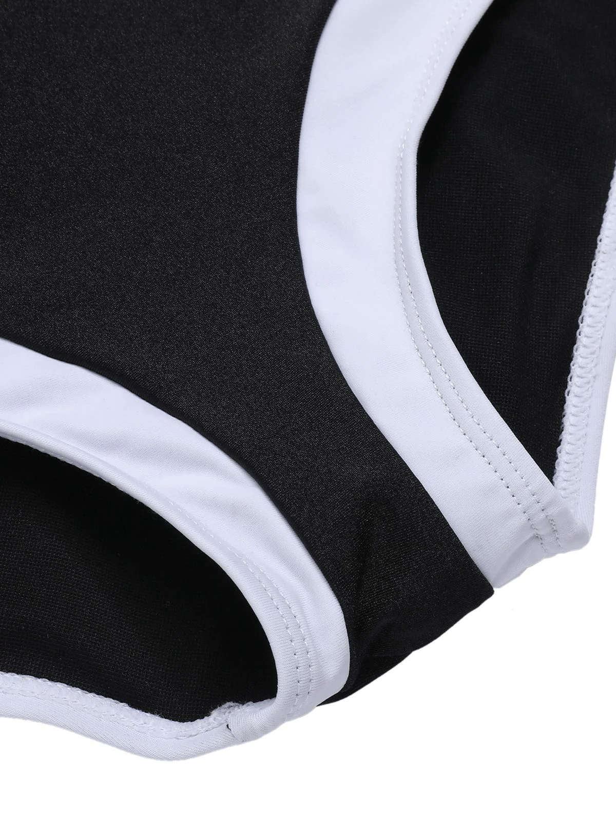 Black 1960s V-Neck Patchwork One-Piece Swimsuit - Image 7