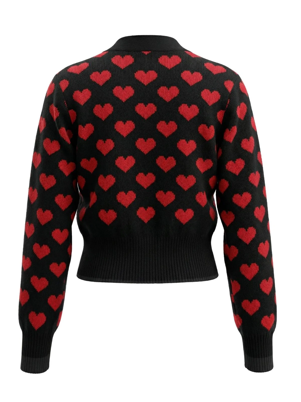 Black 1960s Valentine Heart Cropped Knit Cardigan - Image 3