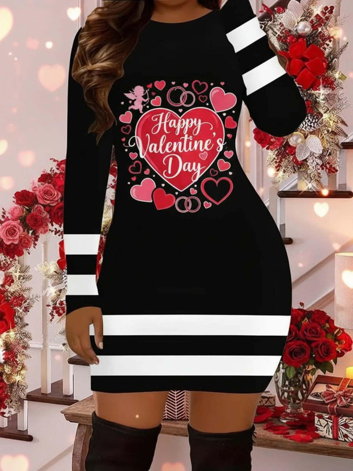 Black 1960s Santa Snowman Knit Dress - Image 5